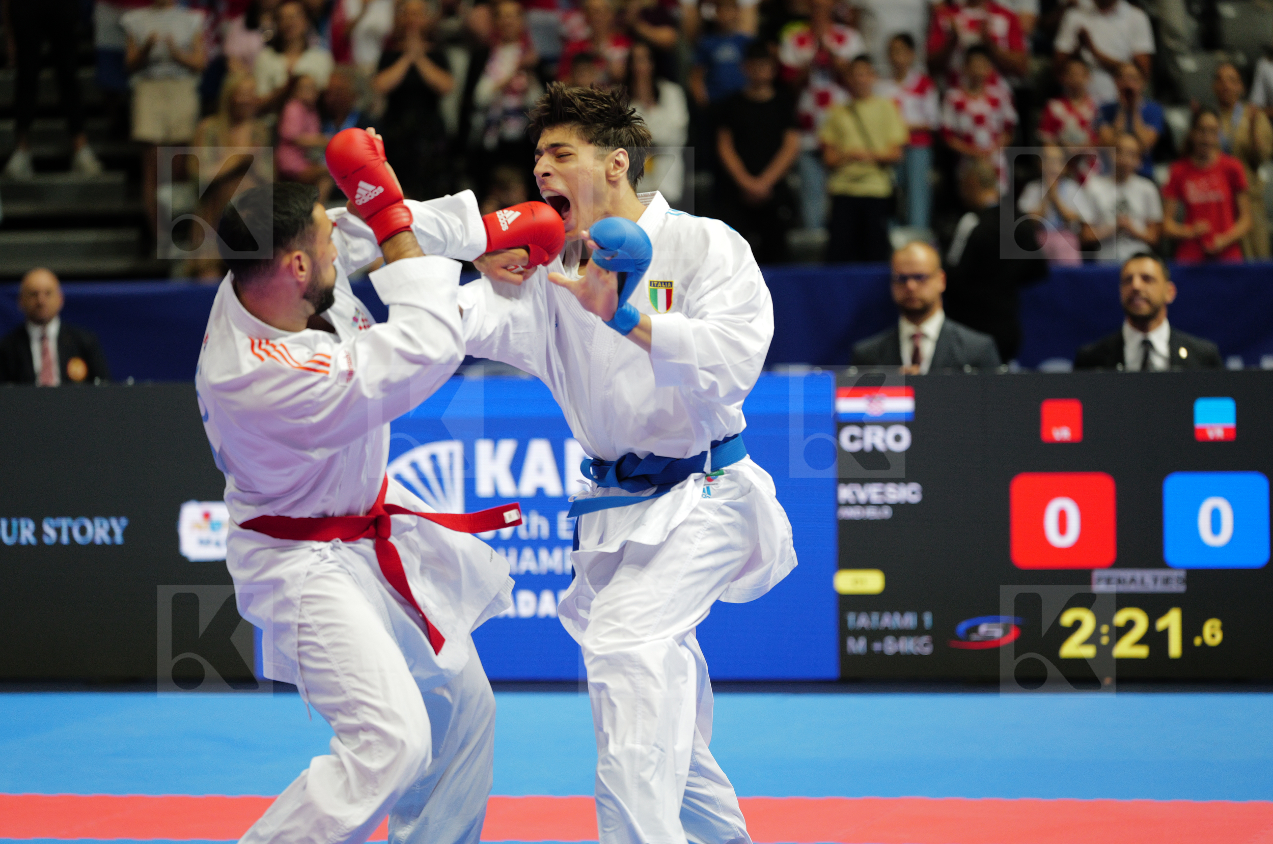 KVESIC ANDJELO (CROATIA) vs AVANZINI MATTEO (ITALY) in Male Kumite 84+ Kg - Final bout