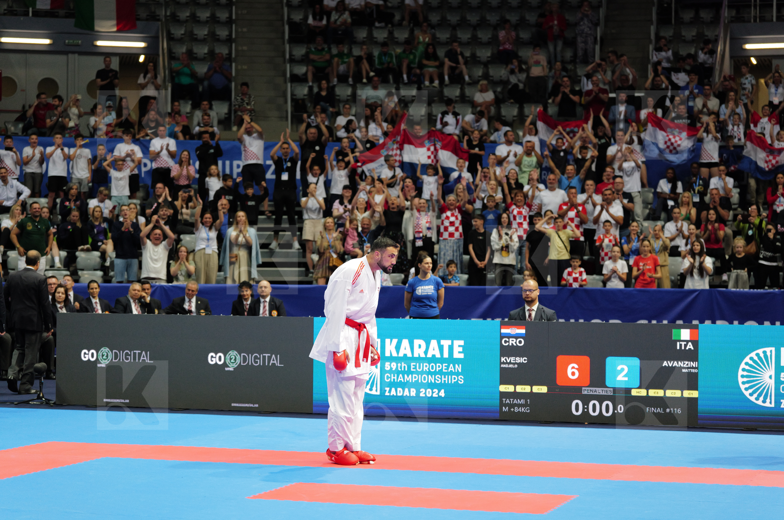KVESIC ANDJELO (CROATIA) vs AVANZINI MATTEO (ITALY) in Male Kumite 84+ Kg - Final bout