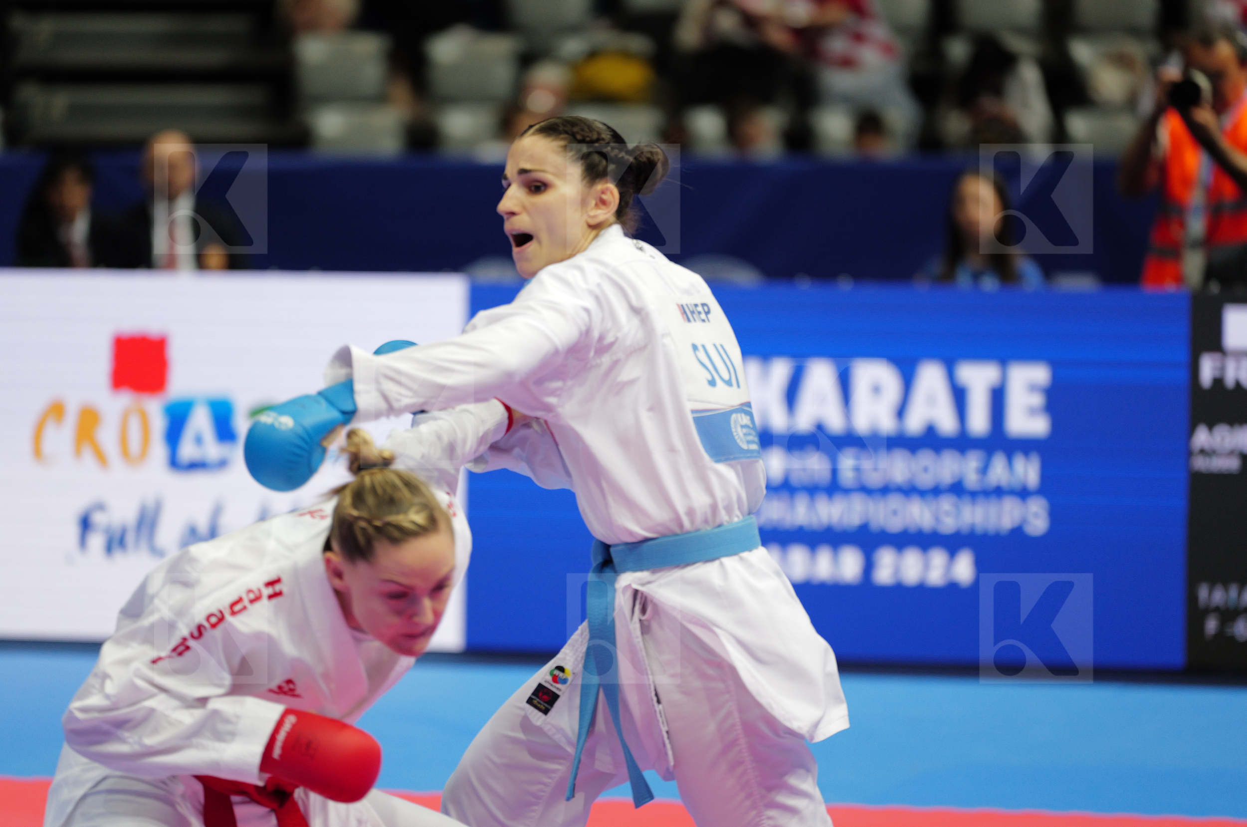AGIER ALIZEE (FRANCE) vs QUIRICI ELENA (SWITZERLAND) in Female Kumite -68 Kg - Final bout