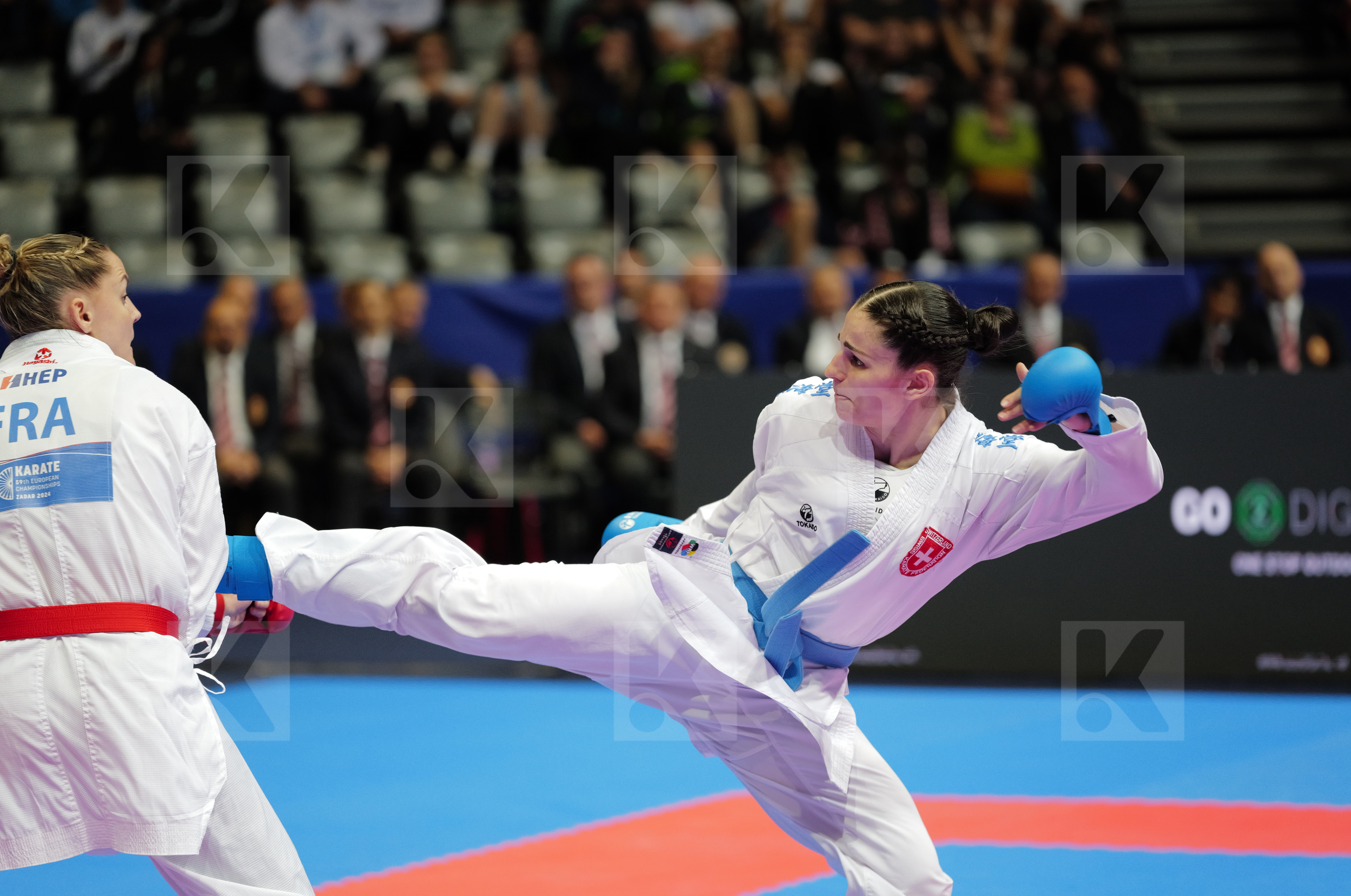 AGIER ALIZEE (FRANCE) vs QUIRICI ELENA (SWITZERLAND) in Female Kumite -68 Kg - Final bout