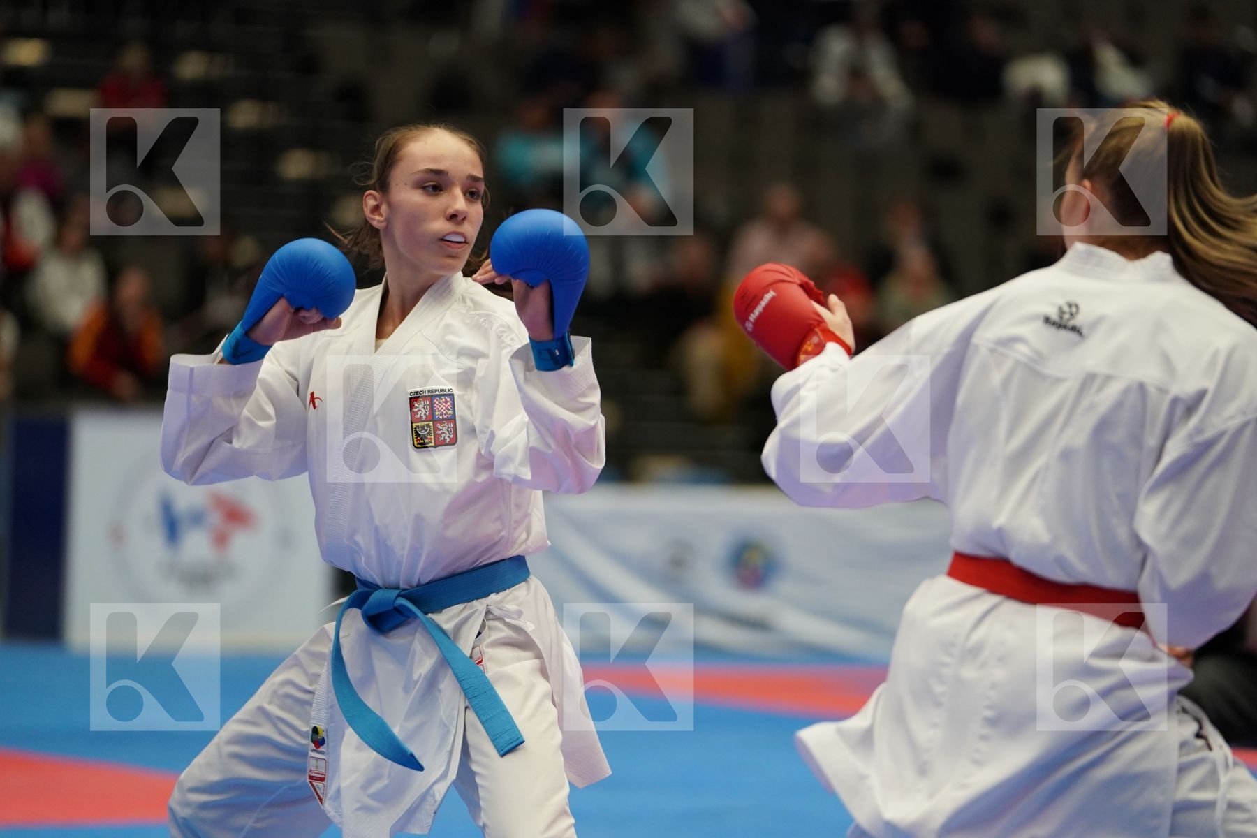 DEVIGILI HANNA (AUSTRIA) vs MUZIKAROVA KLARA (CZECH REPUPLIC) in Cadet Kumite Female 54+ Kg - Final bout