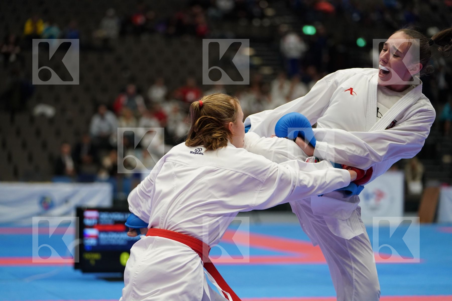 DEVIGILI HANNA (AUSTRIA) vs MUZIKAROVA KLARA (CZECH REPUPLIC) in Cadet Kumite Female 54+ Kg - Final bout
