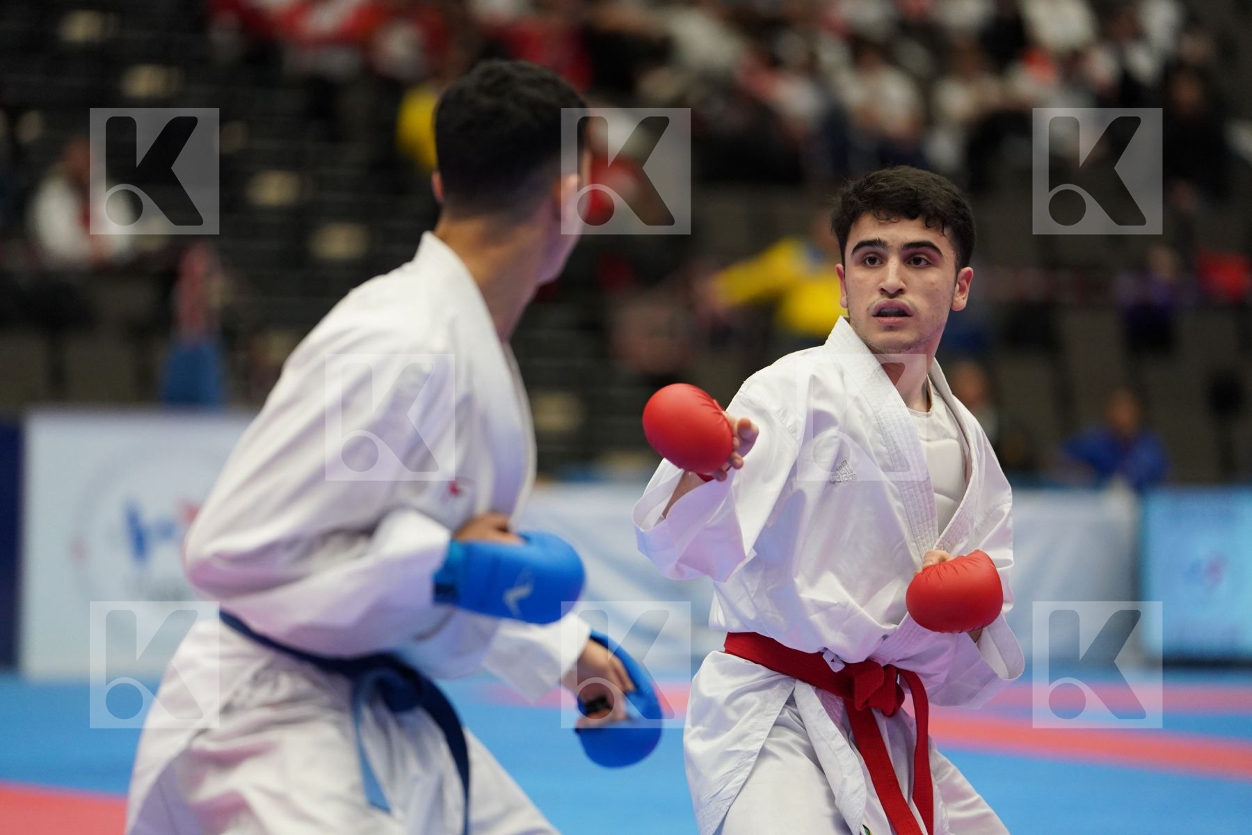 GULIYEV AMINAGHA (AZERBAIJAN) vs OUALAD HAS AMAR YOUNESS (BELGIUM) in Junior Kumite Male Ð 61 Kg - Final bout