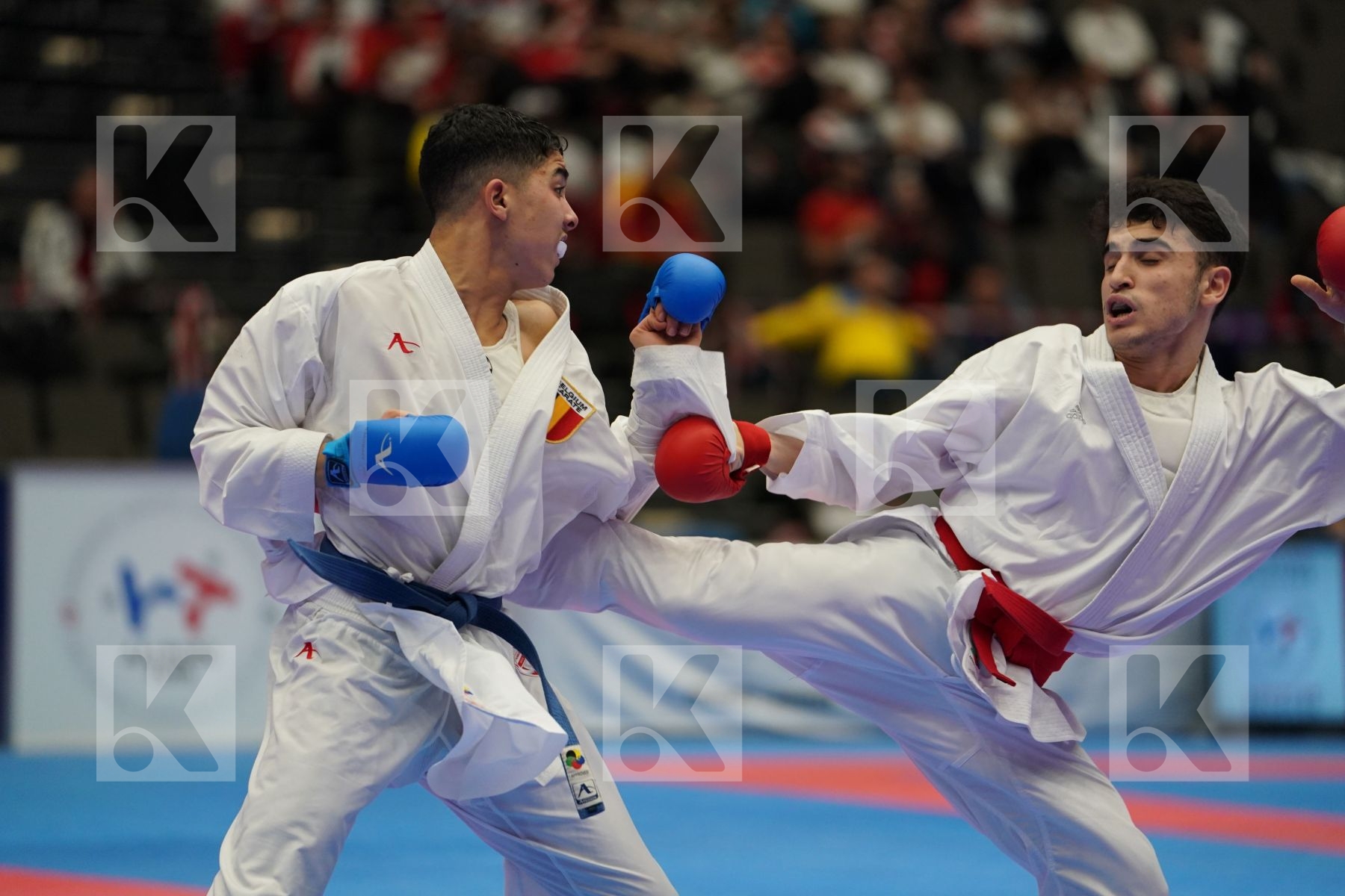 GULIYEV AMINAGHA (AZERBAIJAN) vs OUALAD HAS AMAR YOUNESS (BELGIUM) in Junior Kumite Male Ð 61 Kg - Final bout