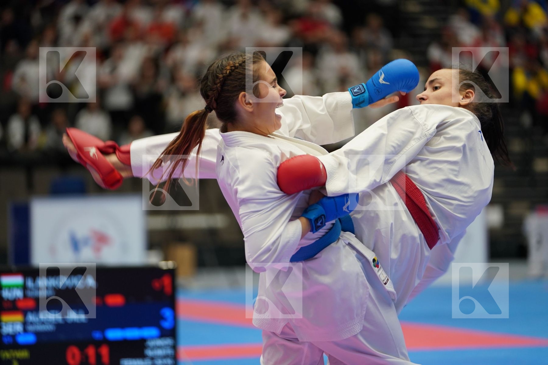 ILANKOVIC ALEKSANDRA (HUNGARY) vs AUGEL JILL (GERMANY) in Junior Kumite Female -53Kg - Final bout