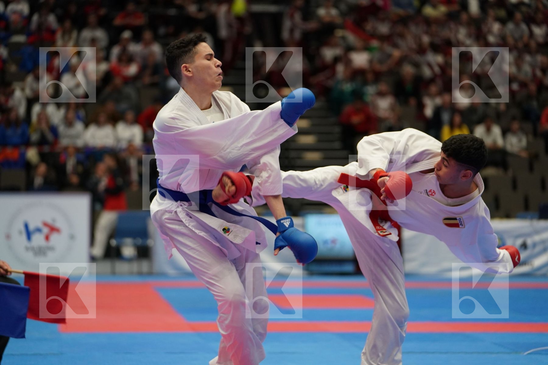 HOUNIFA ILIAS (BELGIUM) vs ABDESSELEM RAYBAK (FRANCE) in Junior Kumite Male Ð 76 Kg - Final bout