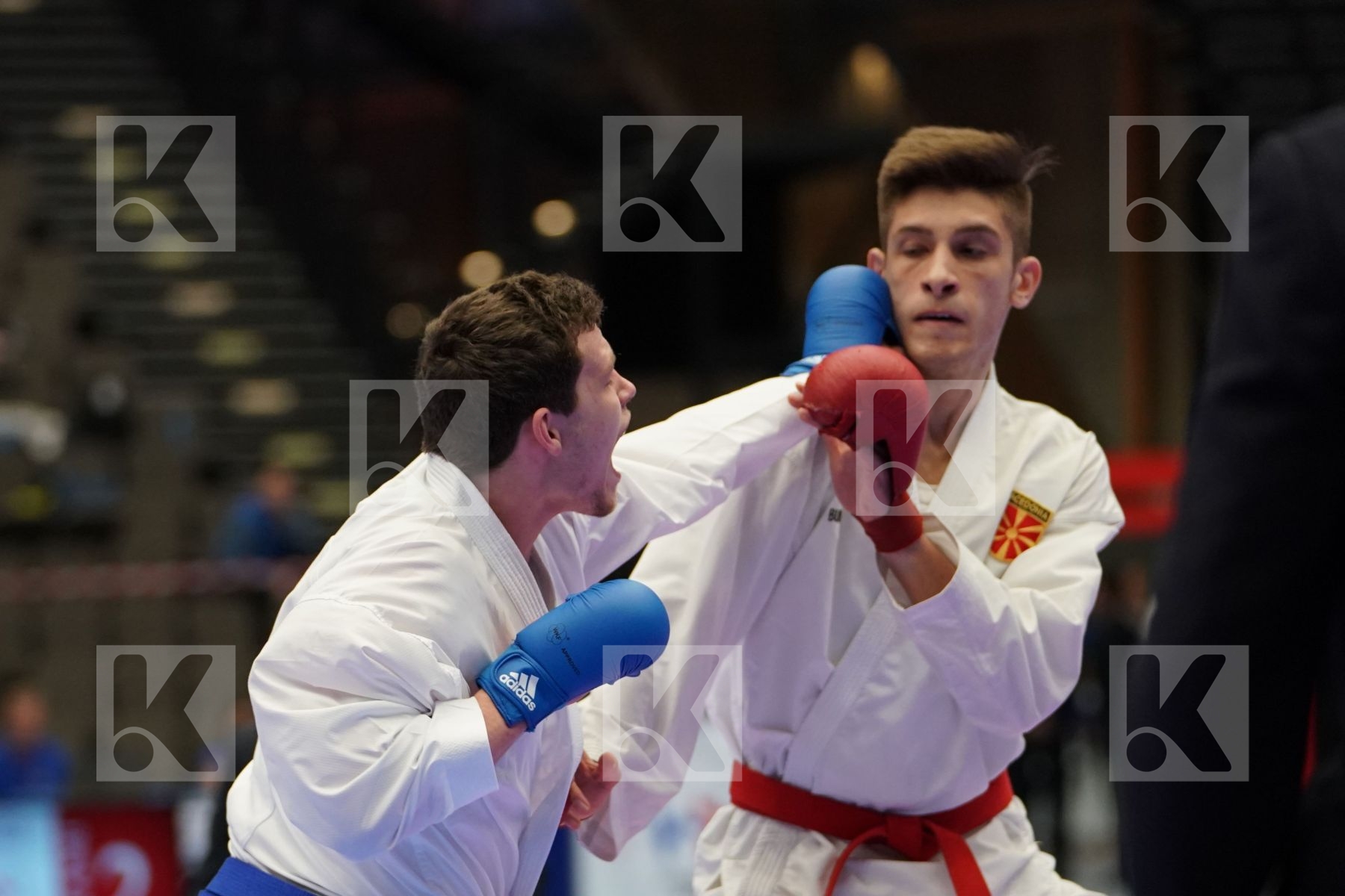 PETKOV GLIGOR (FYR OF MACEDONIA) vs CREAN CHRISTOPHER MC CARTHY (IRELAND) in Junior Kumite Male 76 + Kg - Final bout