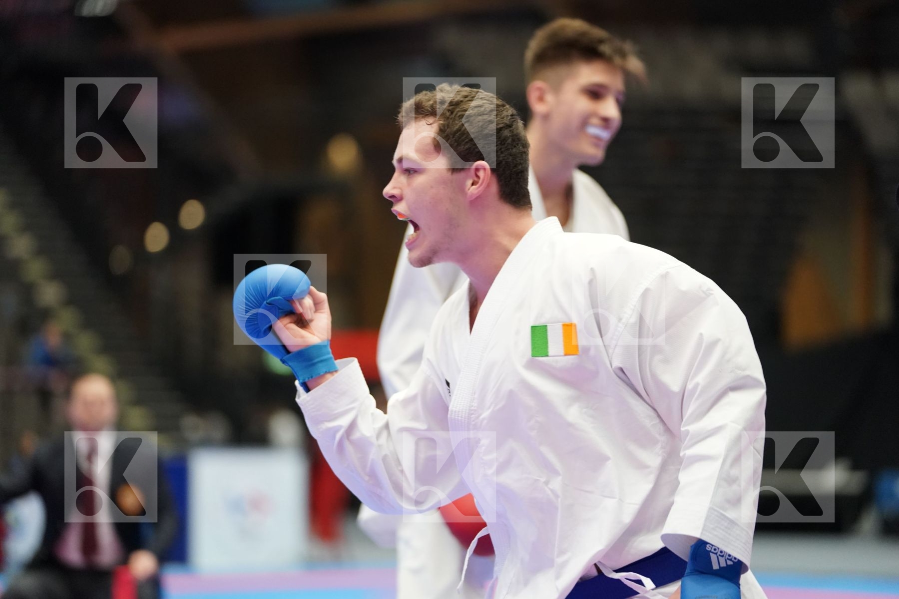 PETKOV GLIGOR (FYR OF MACEDONIA) vs CREAN CHRISTOPHER MC CARTHY (IRELAND) in Junior Kumite Male 76 + Kg - Final bout