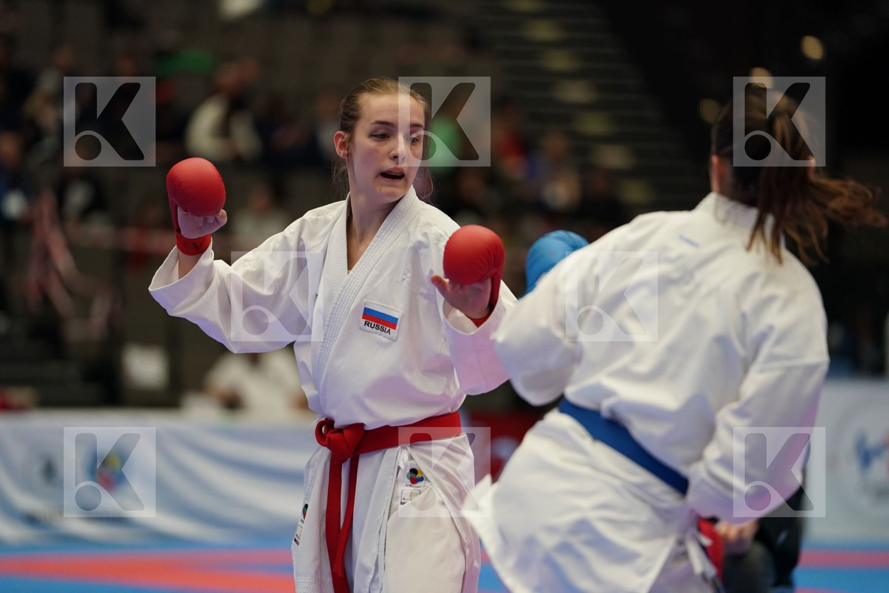 RODINA ANNA (RUSSIAN FEDERATION) vs MANGIACAPRA ALESSANDRA (ITALY) in Under 21 Kumite Female -61 Kg - Final bout