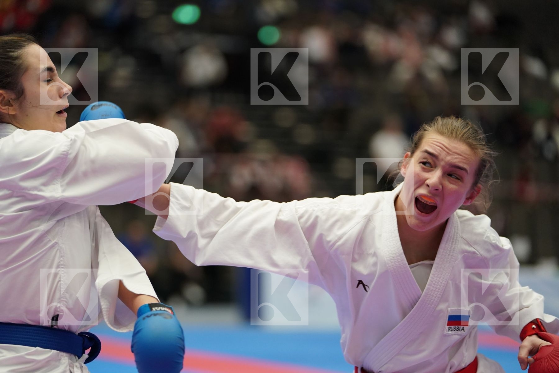 RODINA ANNA (RUSSIAN FEDERATION) vs MANGIACAPRA ALESSANDRA (ITALY) in Under 21 Kumite Female -61 Kg - Final bout