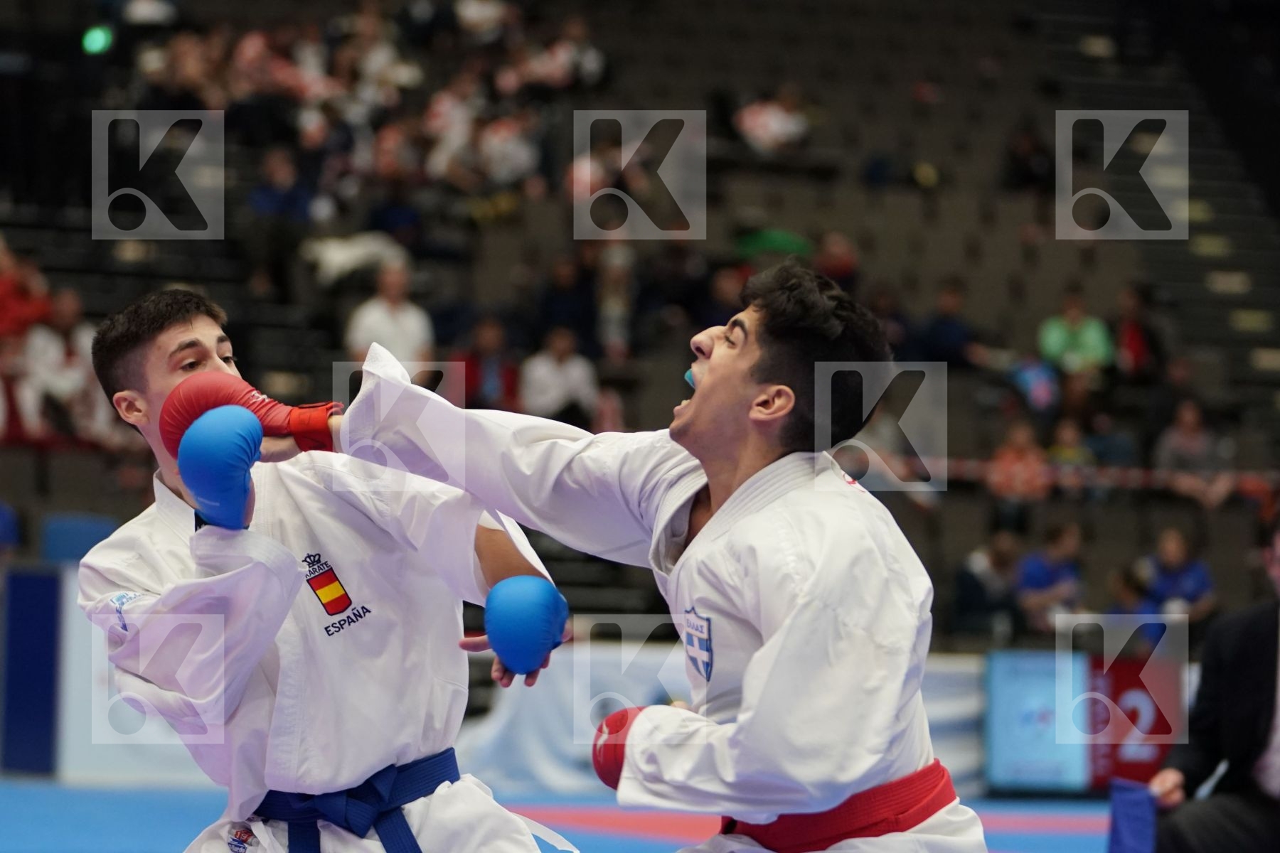 XENOS CHRISTOS-STEFANOS (GREECE) vs ORTIZ FERNANDEZ ALEJANDRO (SPAIN) in Under 21 Kumite Male -60 Kg - Final bout