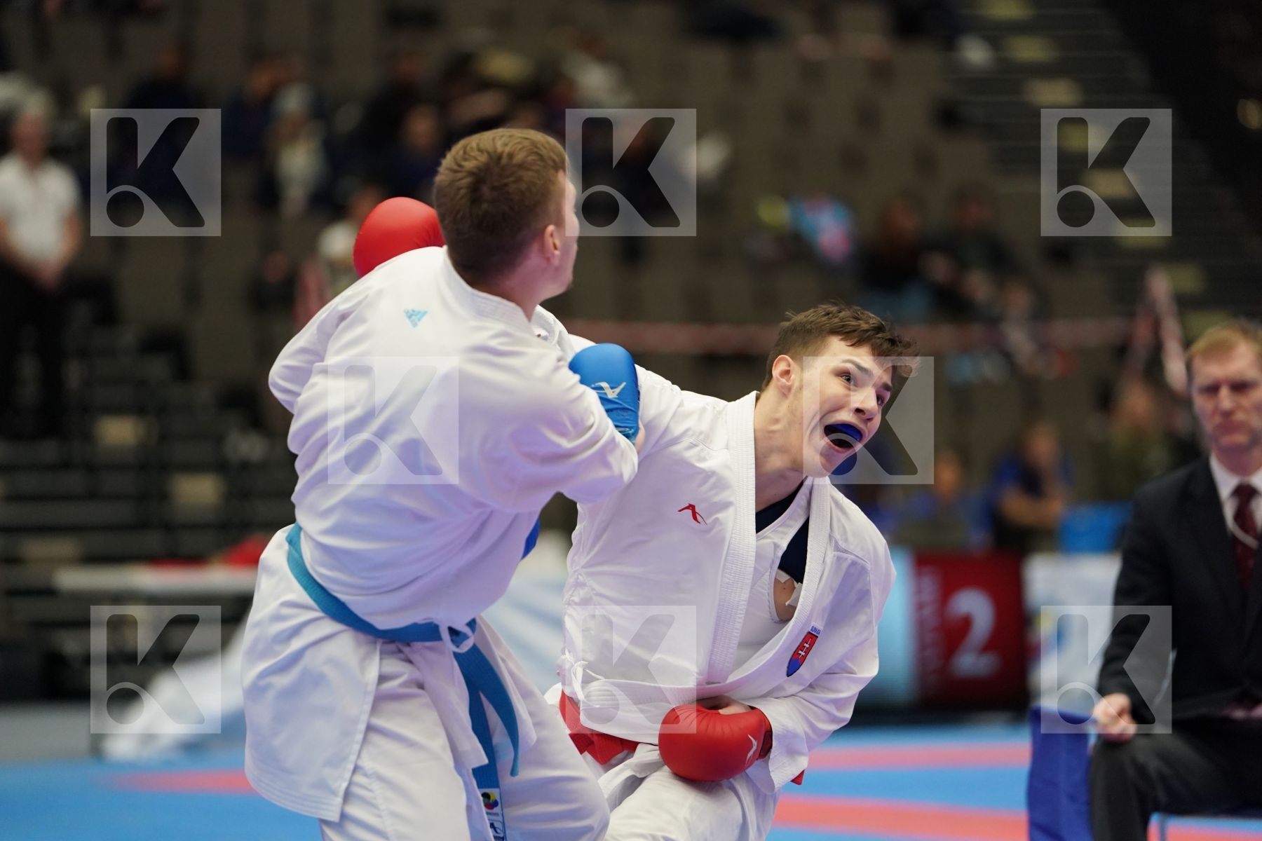 GYURIK ADI (SLOVAKIA) vs SPASENOVSKI PETAR (FYR OF MACEDONIA) in Under 21 Kumite Male -84 Kg - Final bout