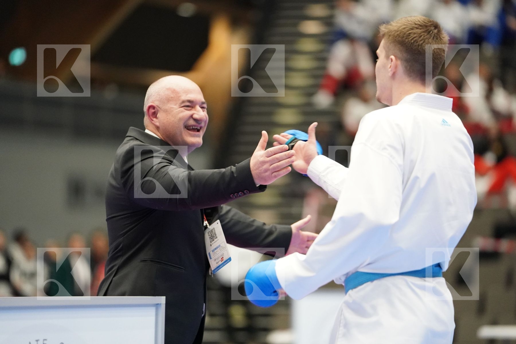 GYURIK ADI (SLOVAKIA) vs SPASENOVSKI PETAR (FYR OF MACEDONIA) in Under 21 Kumite Male -84 Kg - Final bout