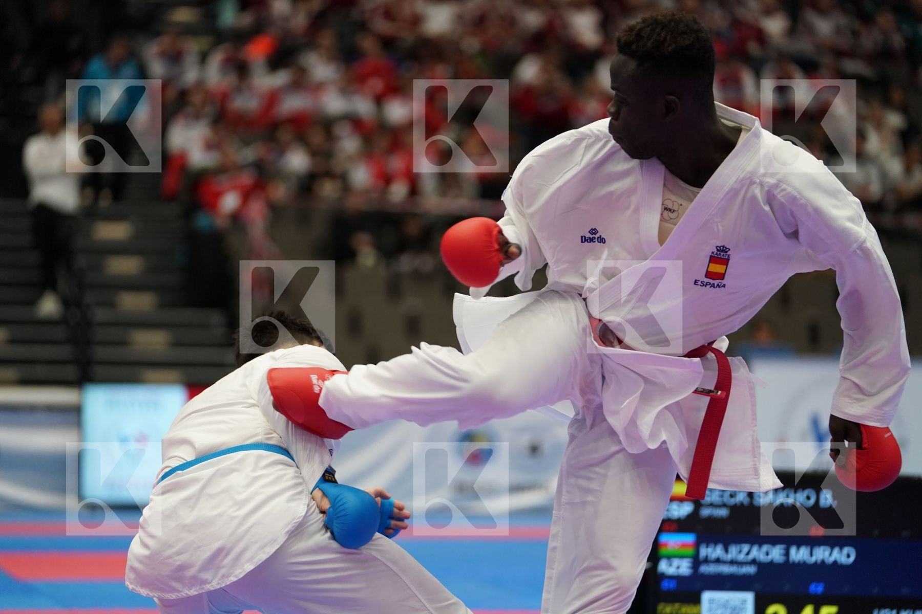 SECK SAKHO BABACAR (SPAIN) Vs HAJIZADE MURAD (AZERBAIJAN) in Under 21 Kumite Male 84+ Kg - Final bout