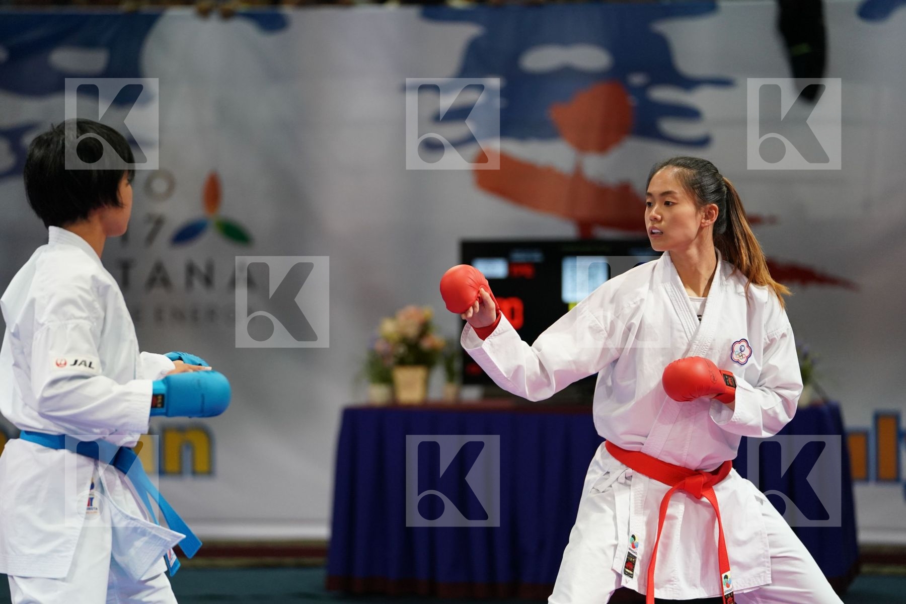 Chinese Taipei Female kumite -55 kg Ishiai Fumika Japan Wen Tzu-