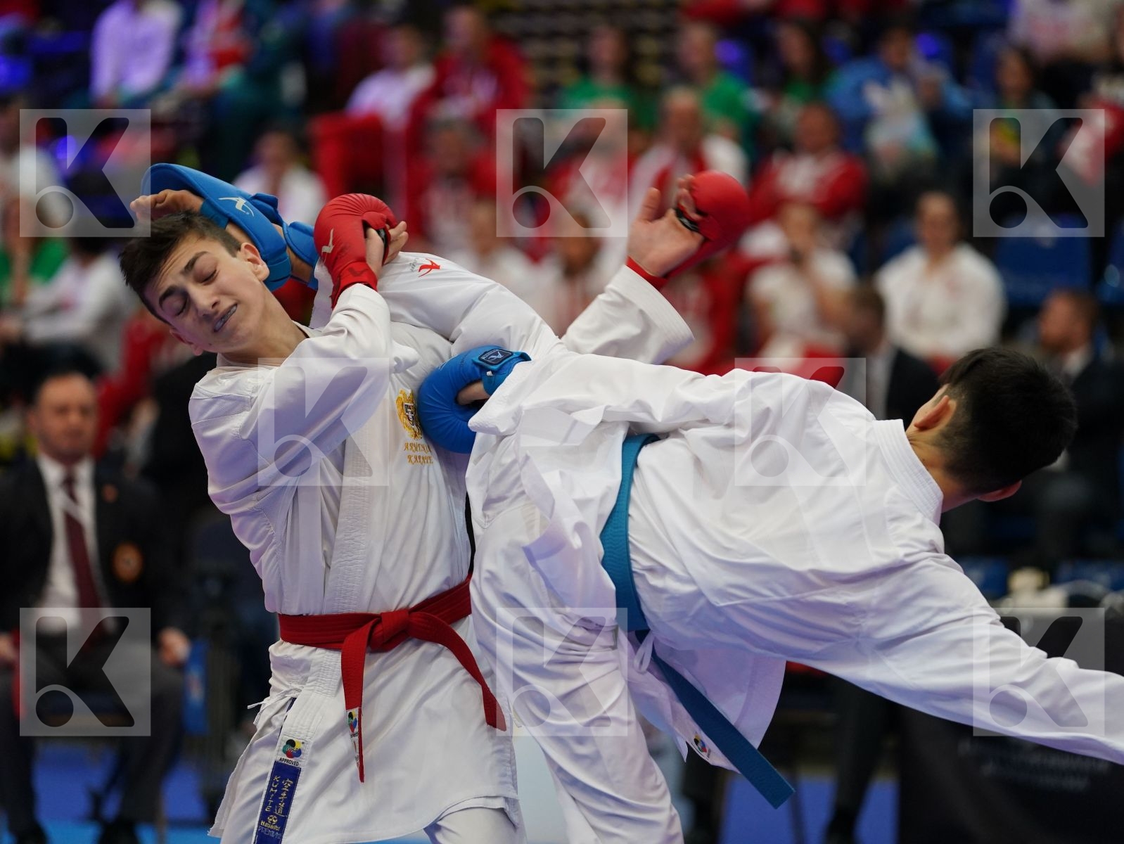 GHAZARYAN MHER (ARMENIA) vs OEZDEMIR MUHAMMED (GERMANY) in Cadet Kumite Male -52 Kg - Final bout