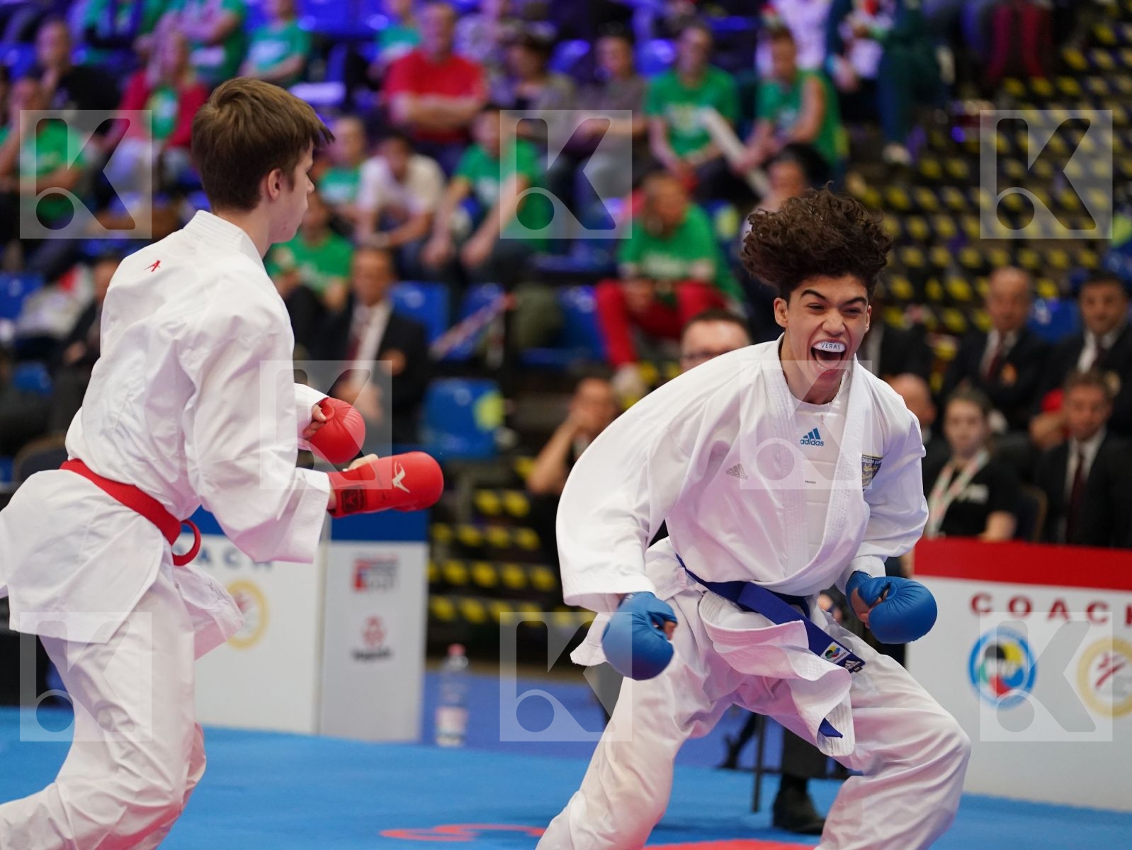 MUHAMADEEV LEV (RUSSIAN FEDERATION) vs VERAS LUAN (ENGLAND) in Cadet Kumite Male -63 Kg - Final bout