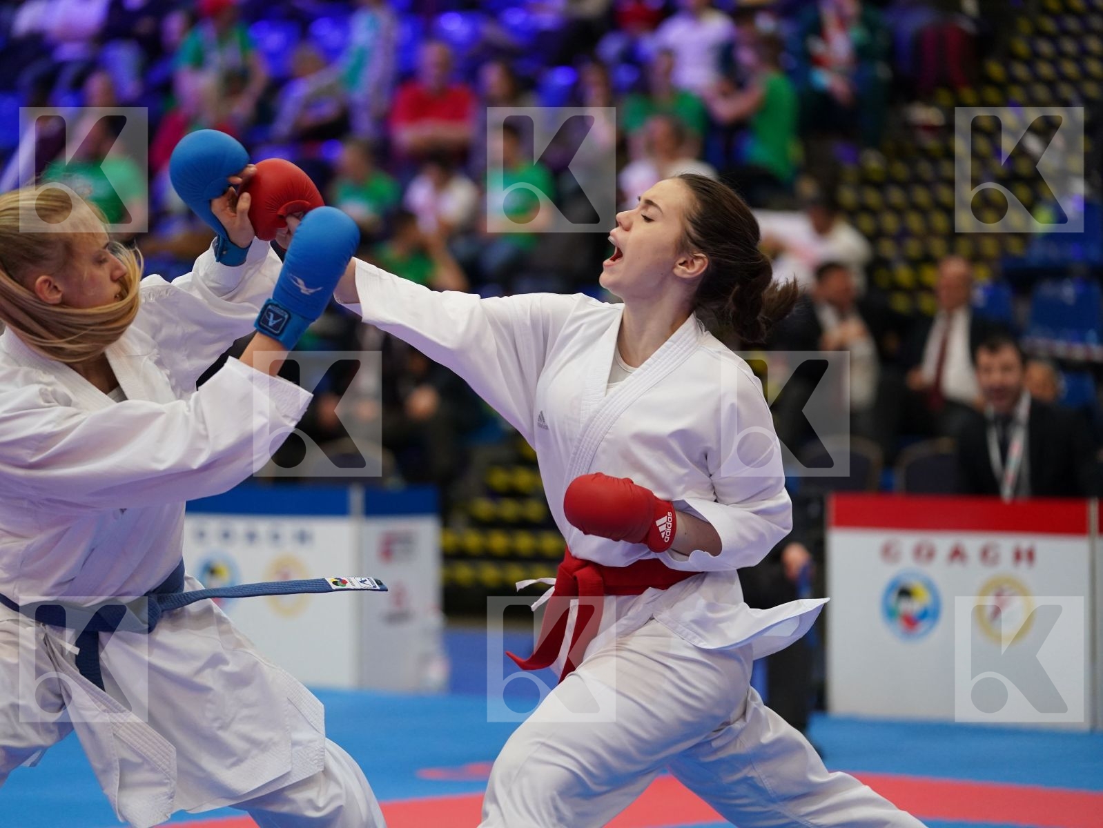 COMAN MARIA CRISTINA (ROMANIA) vs RAMANIUK VOLHA (BELARUS) in Cadet Kumite Female 54+ Kg - Final bout
