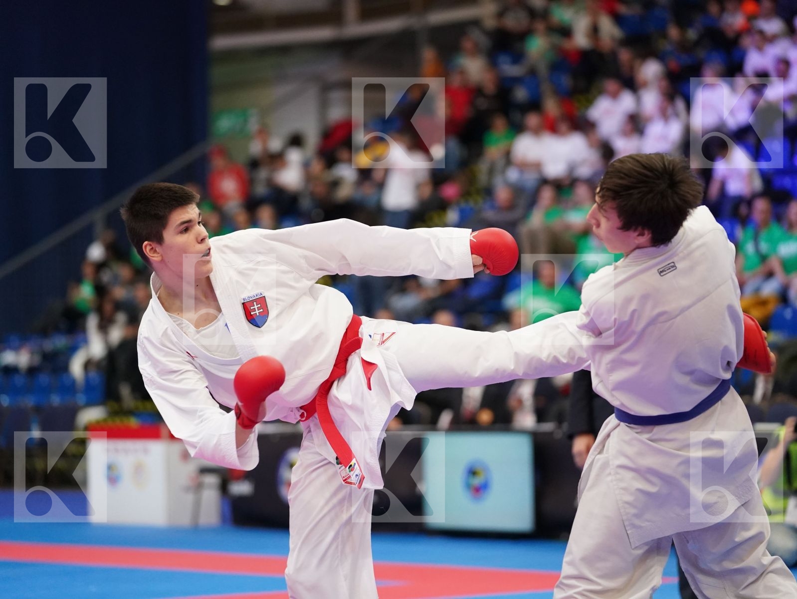KESELAK DOMINIK (SLOVAKIA) vs GASPARIAN EDUARD (RUSSIAN FEDERATION) in Cadet Kumite Male -70 Kg - Final bout