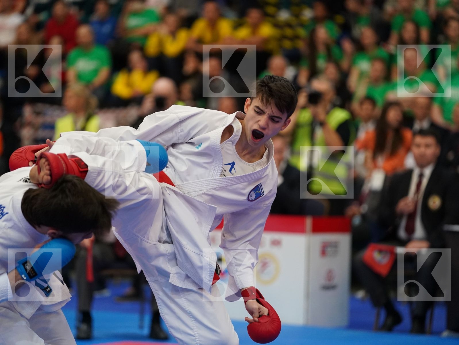 TAMSE NIKLAS (SLOVENIA) vs HUSEYNOV SULTAN (AZERBAIJAN) in Junior Kumite Male -55 Kg - Final bout
