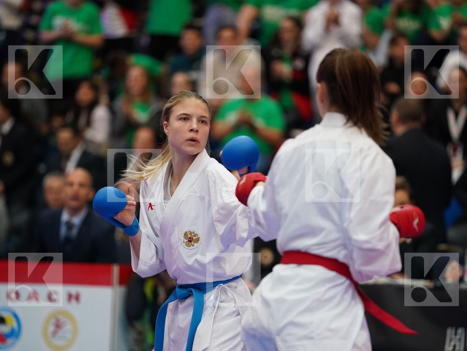 BARANYI ZSOFIA (HUNGARY) vs CHERNYSHEVA ANNA (RUSSIAN FEDERATION) in Under 21 Kumite Female -55 Kg - Final bout