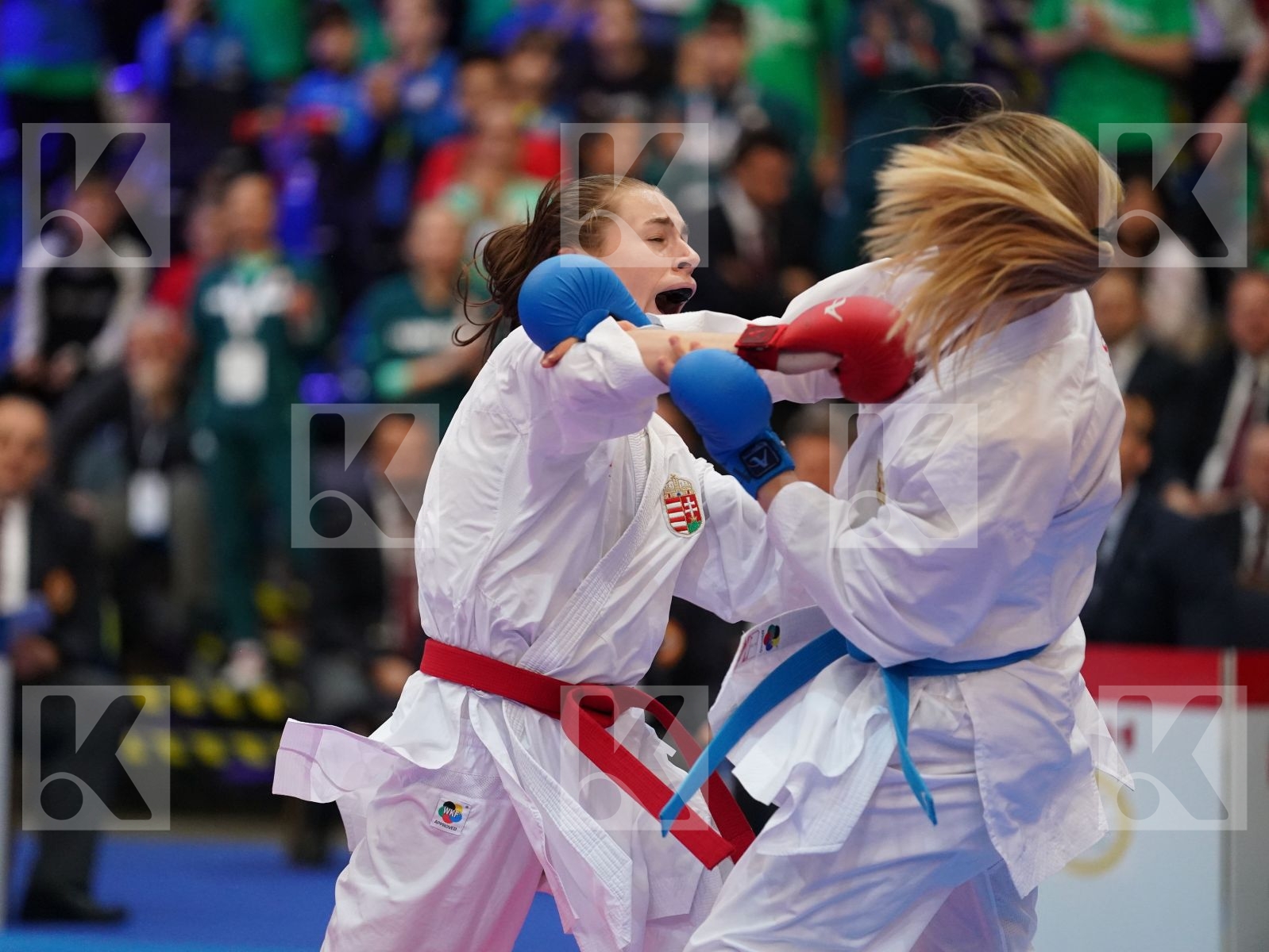 BARANYI ZSOFIA (HUNGARY) vs CHERNYSHEVA ANNA (RUSSIAN FEDERATION) in Under 21 Kumite Female -55 Kg - Final bout