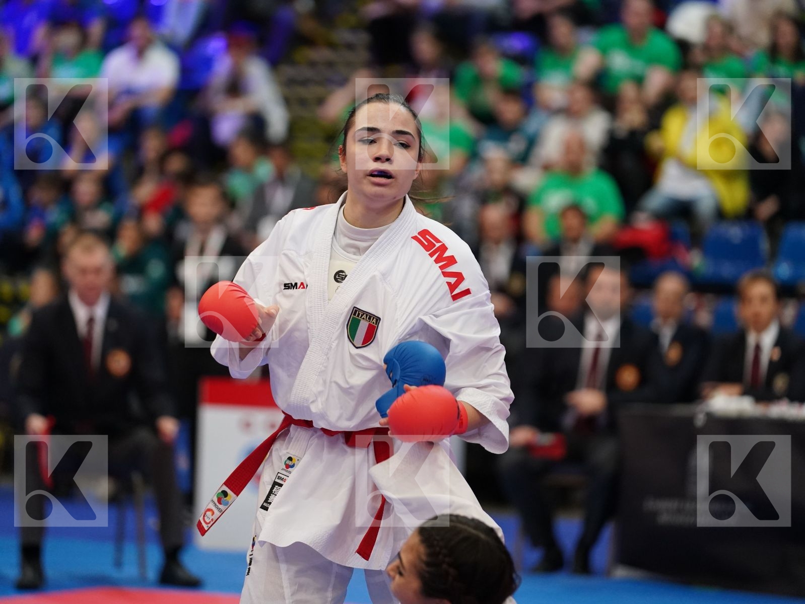MANGIACAPRA ALESSANDRA (ITALY) vs OUKHATTOU ASSIA (FRANCE) in Under 21 Kumite Female -61 Kg - Final bout