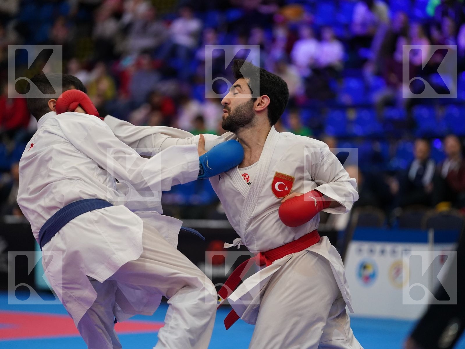 ATES OMER FARUK (TURKEY) vs XENOS CHRISTOS-STEFANOS (GREECE) in Under 21 Kumite Male -60 Kg - Final bout