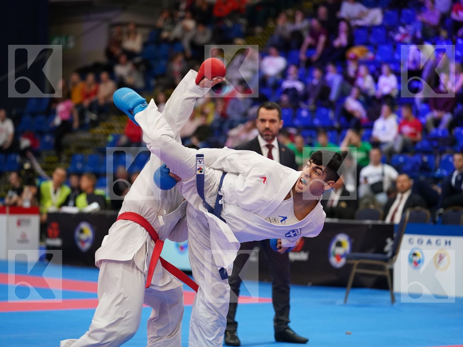 ATES OMER FARUK (TURKEY) vs XENOS CHRISTOS-STEFANOS (GREECE) in Under 21 Kumite Male -60 Kg - Final bout