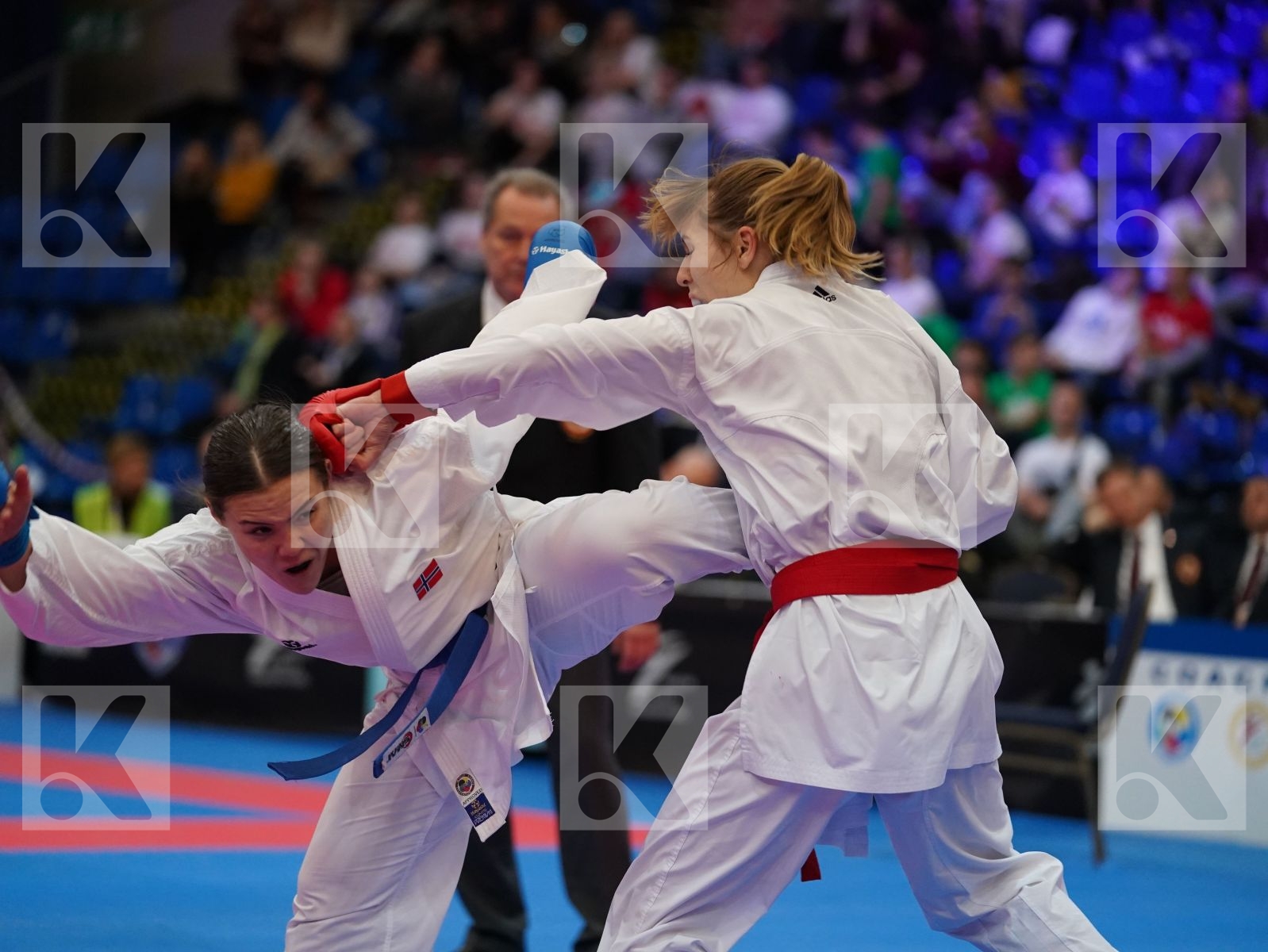 ISAEVA VICTORIA (RUSSIAN FEDERATION) vs SAELID ANNIKA (NORWAY) in Under 21 Kumite Female -68 Kg - Final bout