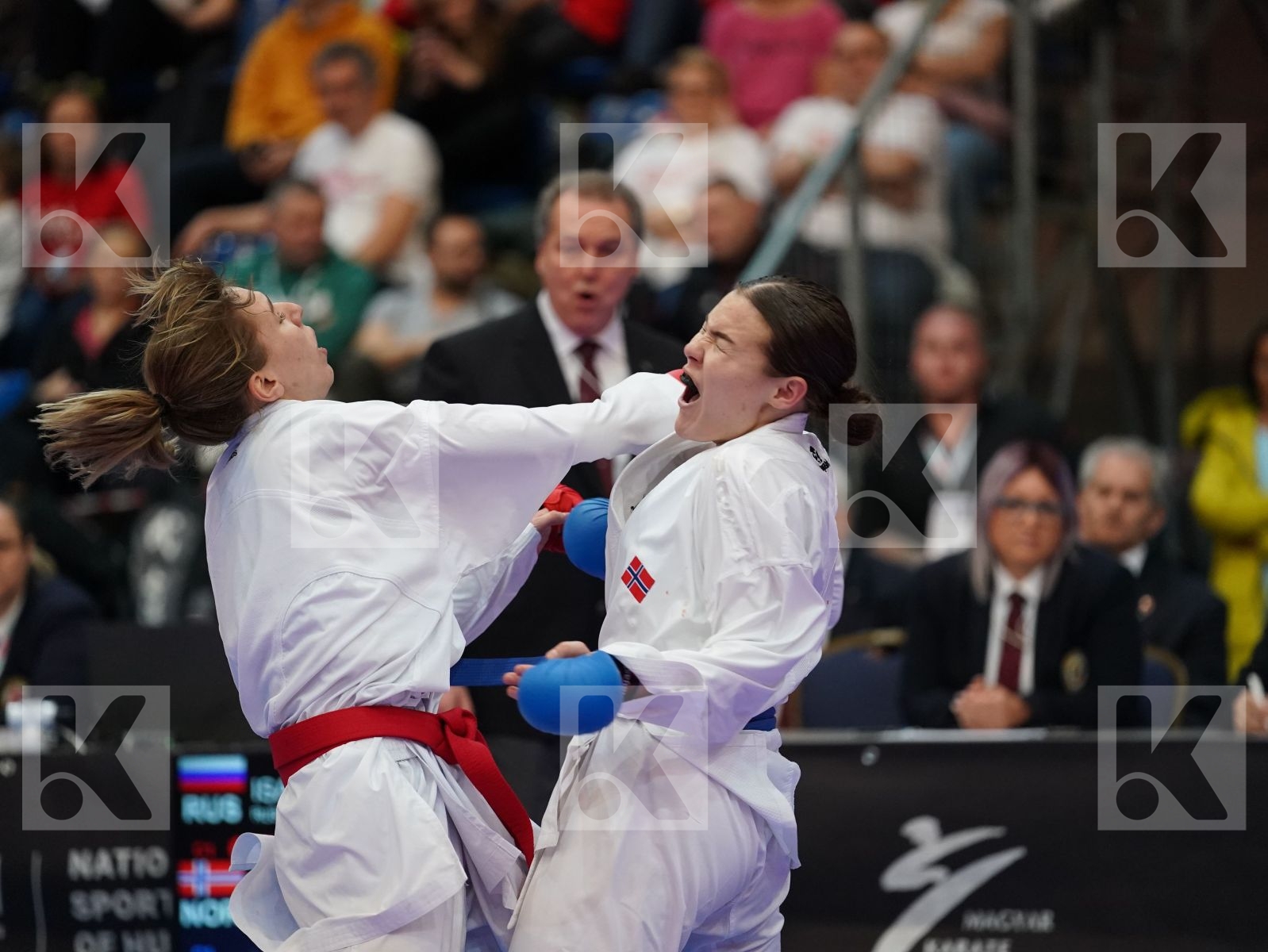 ISAEVA VICTORIA (RUSSIAN FEDERATION) vs SAELID ANNIKA (NORWAY) in Under 21 Kumite Female -68 Kg - Final bout