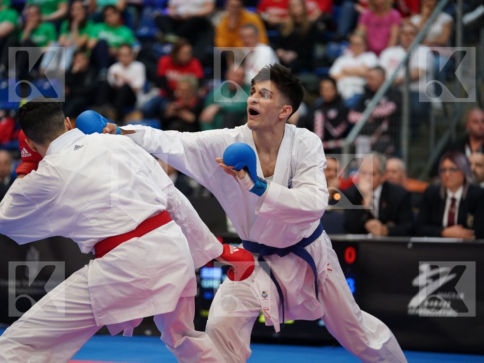 ABDESSELEM RAYBAK (FRANCE) vs MASTROGIANNIS KONSTANTINOS (GREECE) in Under 21 Kumite Male -84 Kg - Final bout