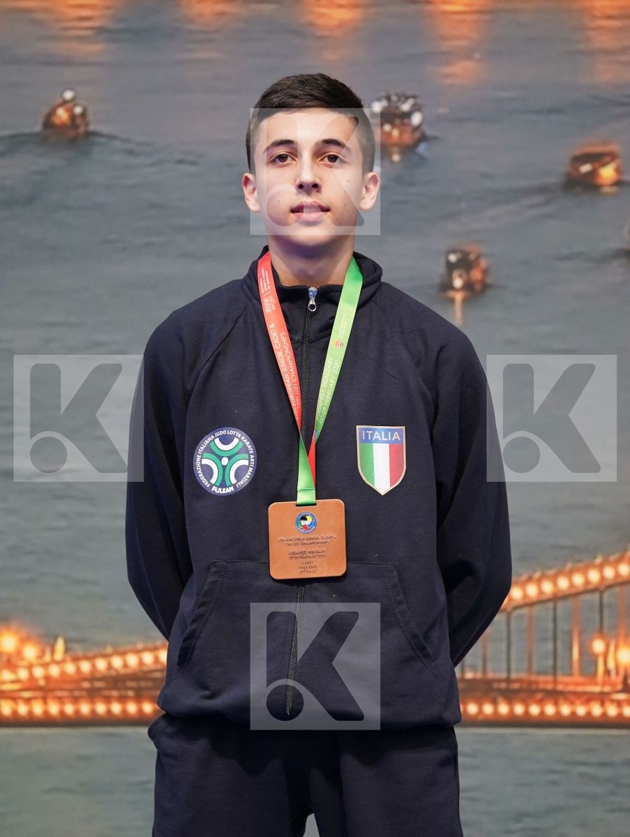 KAYNAR FURKAN (TURKEY), JIMENEZ DIAZ ALEJANDRO (SPAIN), GALEOTTI THOMAS (ITALY), BARDOS ADAM (HUNGARY) in Cadet Kata Male - Podium ceremony