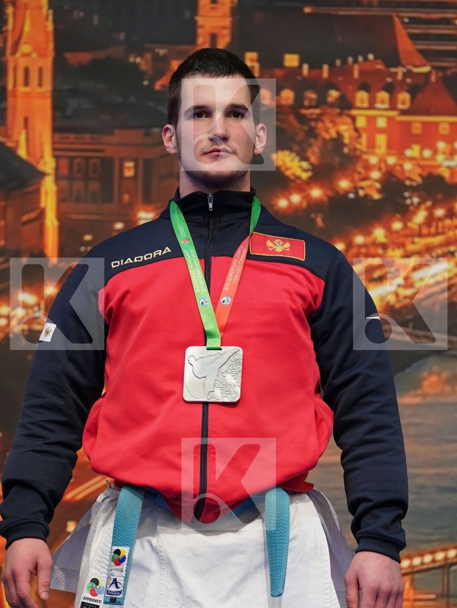 NGOAN FRANCK (FRANCE), MIJAC VLADIMIR (MONTENEGRO), SUTIAGIN KONSTANTIN (RUSSIAN FEDERATION), SMOLIGA JULIAN ENRIK (SLOVAKIA) in Under 21 Kata Male - Podium ceremony