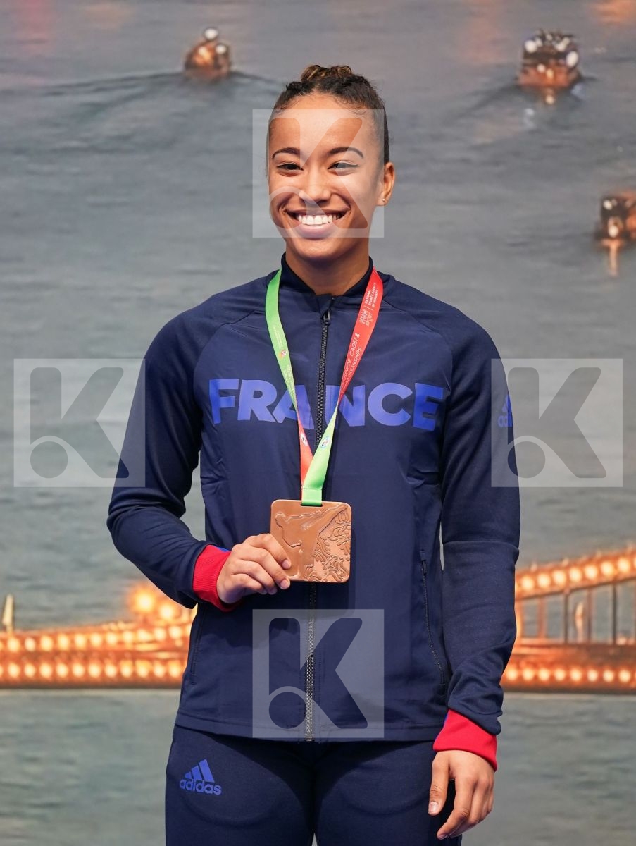 GARCIA LOZANO MARTA (SPAIN), COLAK KEYDA NUR (TURKEY), AMATO CAROLINA (ITALY), TAILY HELVETIA (FRANCE) in Under 21 Kata Female - Podium ceremony