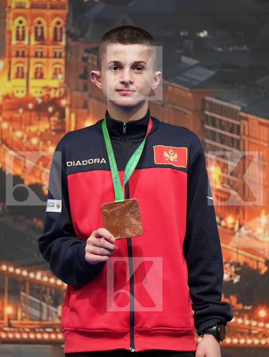 OEZDEMIR MUHAMMED (GERMANY), GHAZARYAN MHER (ARMENIA), HALICI MERT (TURKEY), SALJIU EMRE (MONTENEGRO) in Cadet Kumite Male -52 Kg - Podium ceremony