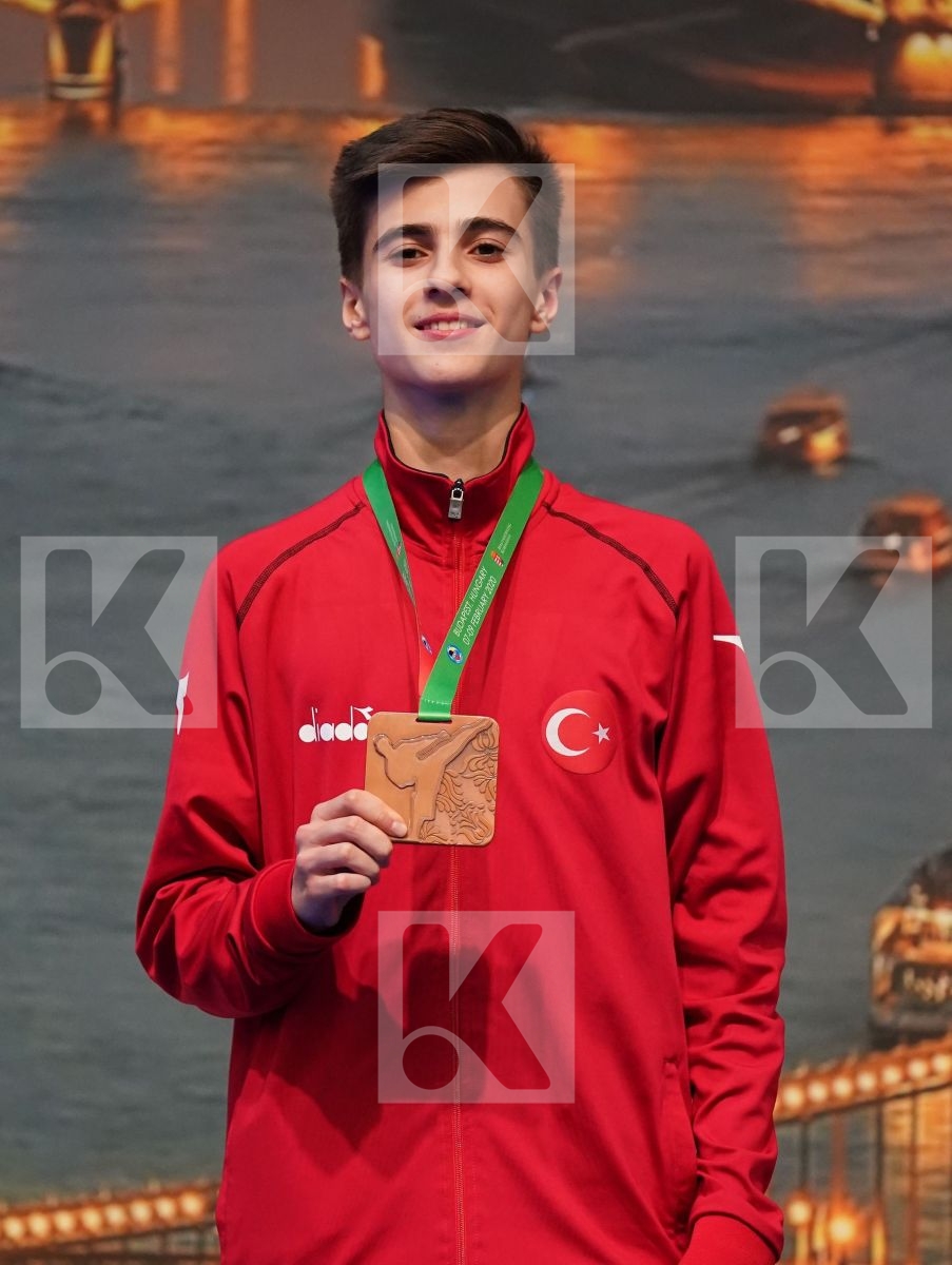 OEZDEMIR MUHAMMED (GERMANY), GHAZARYAN MHER (ARMENIA), HALICI MERT (TURKEY), SALJIU EMRE (MONTENEGRO) in Cadet Kumite Male -52 Kg - Podium ceremony