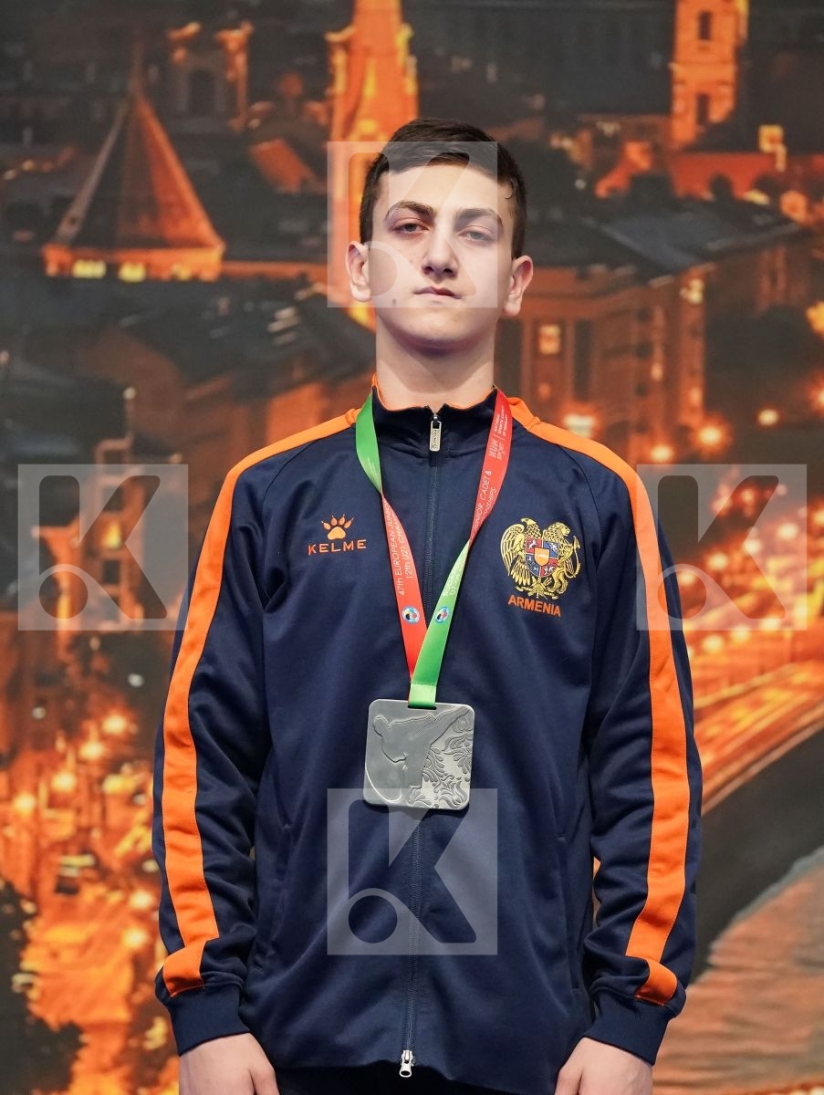 OEZDEMIR MUHAMMED (GERMANY), GHAZARYAN MHER (ARMENIA), HALICI MERT (TURKEY), SALJIU EMRE (MONTENEGRO) in Cadet Kumite Male -52 Kg - Podium ceremony