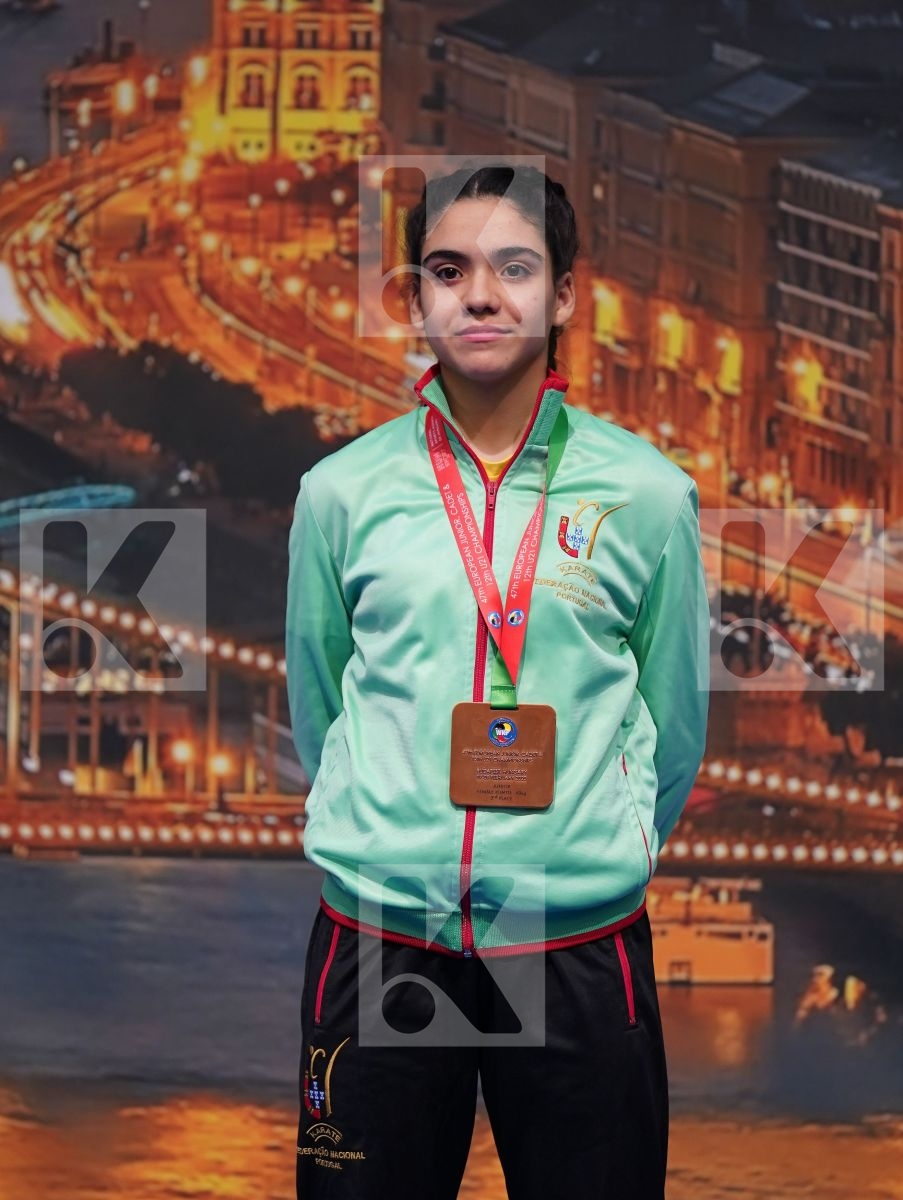 JAKUBOVICS DALMA (HUNGARY), BALIK HAZEL (TURKEY), GRUJIC ALEKSANDRA (AUSTRIA), MATOS CONSTANCA (PORTUGAL) in Junior Kumite Female -48 Kg - Podium ceremony