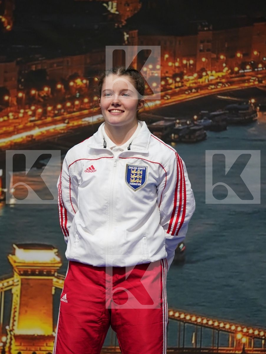 COSGROVE NIAMH LILLY (ENGLAND), NEGOVANOVIC BRANKICA (SERBIA), TOKCAN SIMAY (TURKEY), KOSTIUSHKINA ZHANNA (RUSSIAN FEDERATION) in Junior Kumite Female -53Kg - Podium ceremony