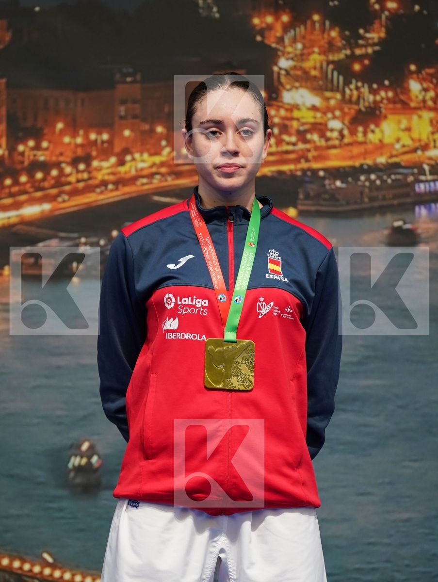 PASCUAL CHICO MARTA (SPAIN), PETKOVA SANYA (BULGARIA), KRIVDOVA SARA (SLOVAKIA), LUECKE AMELIE (GERMANY) in Junior Kumite Female 59+ Kg - Podium ceremony
