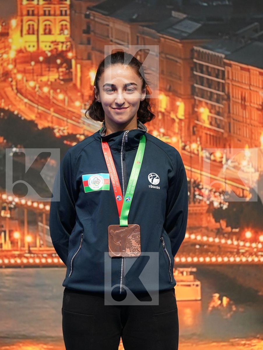 PEHAR JELENA (CROATIA), RODRIGUES CATARINA (PORTUGAL), GENCER ALEYNA (GERMANY), TEYMUROVA FIDAN (AZERBAIJAN) in Under 21 Kumite Female -50 Kg - Podium ceremony