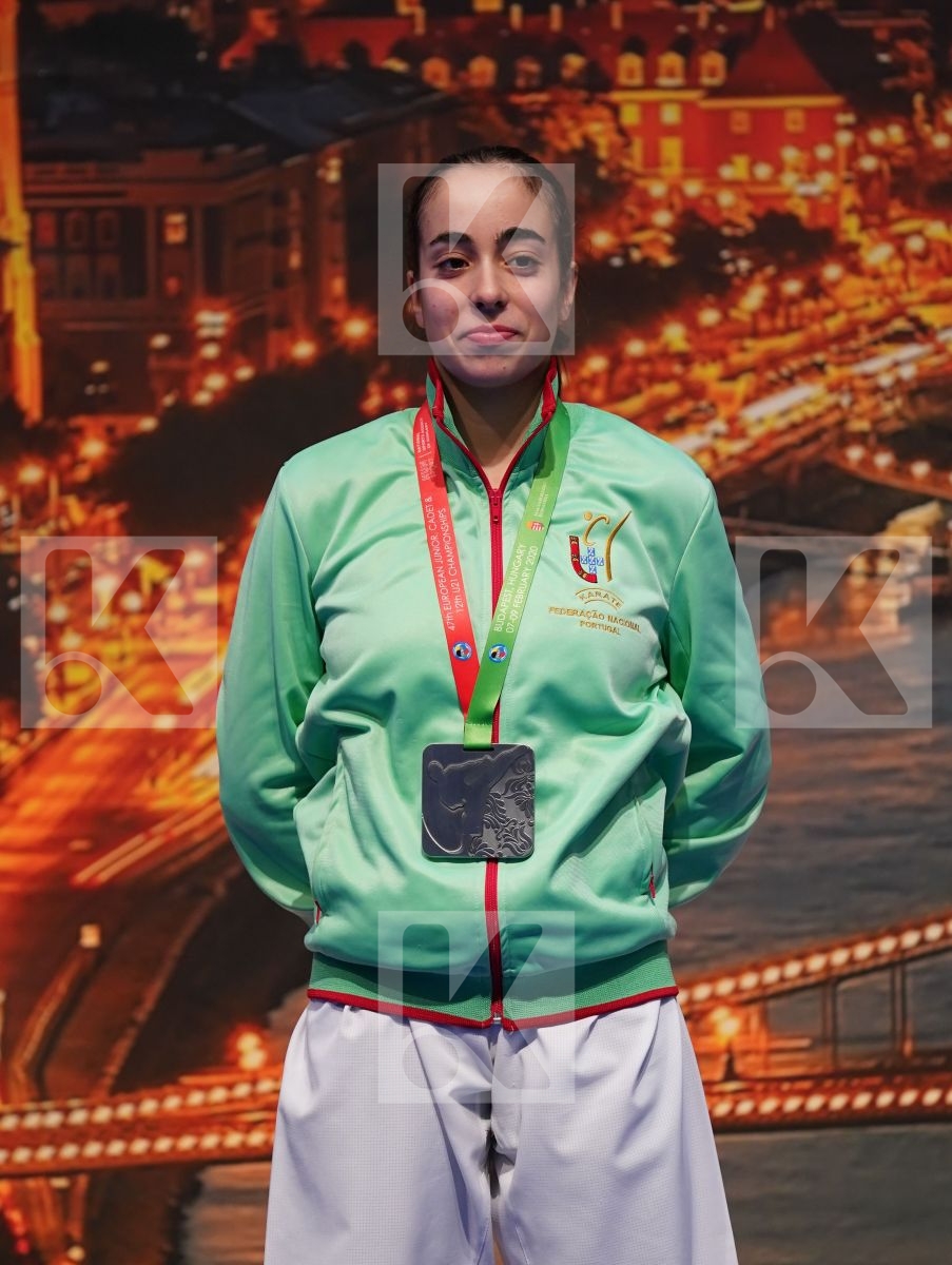 PEHAR JELENA (CROATIA), RODRIGUES CATARINA (PORTUGAL), GENCER ALEYNA (GERMANY), TEYMUROVA FIDAN (AZERBAIJAN) in Under 21 Kumite Female -50 Kg - Podium ceremony