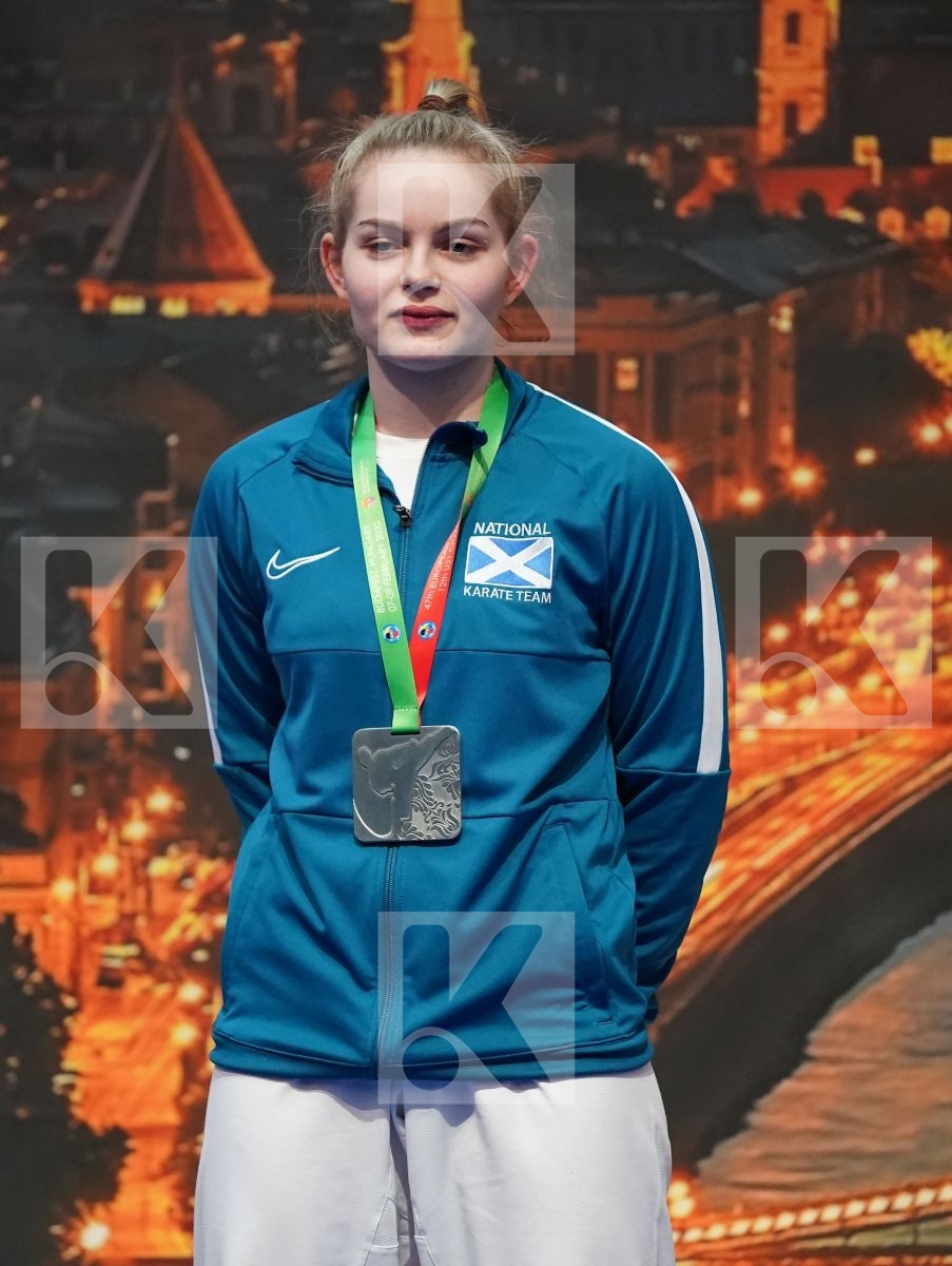 ZILLER LORA (AUSTRIA), JUNNER NIAMH (SCOTLAND), SENTURK RABIA (TURKEY), LESJAK LUCIJA (CROATIA) in Under 21 Kumite Female 68+ Kg - Podium ceremony