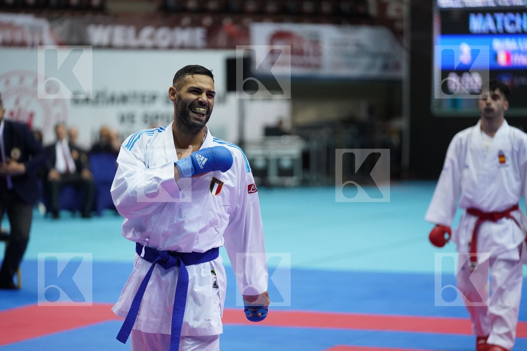 Kumite bronze bout featuring BUSA LUIGI & BARGADOS BERNARDO CARLOS