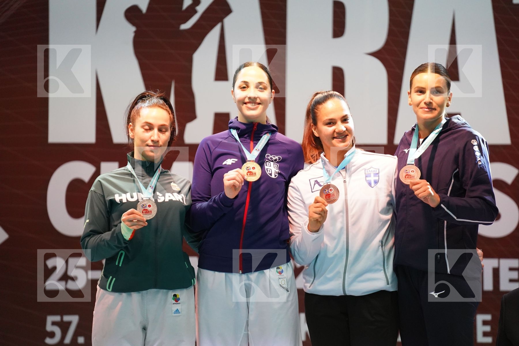 Podium featuring GARCIA NANCY, KYDONAKI KYRIAKI, BOUSSEBAA AICHA ZAKIA, PEROVIC IVANA