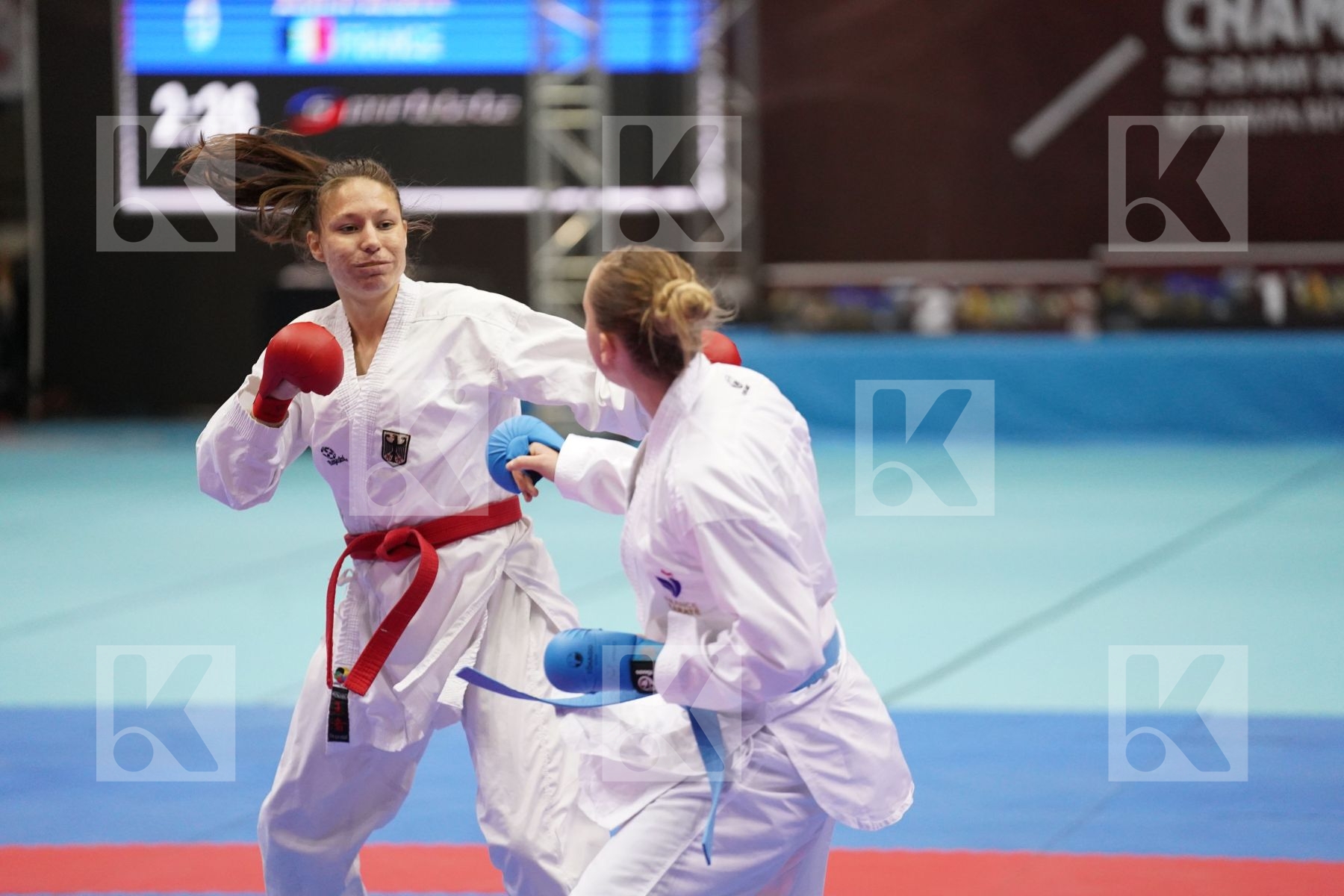 Kumite bronze bout featuring AGIER ALIZEE	 & SCHROETER MADELEINE