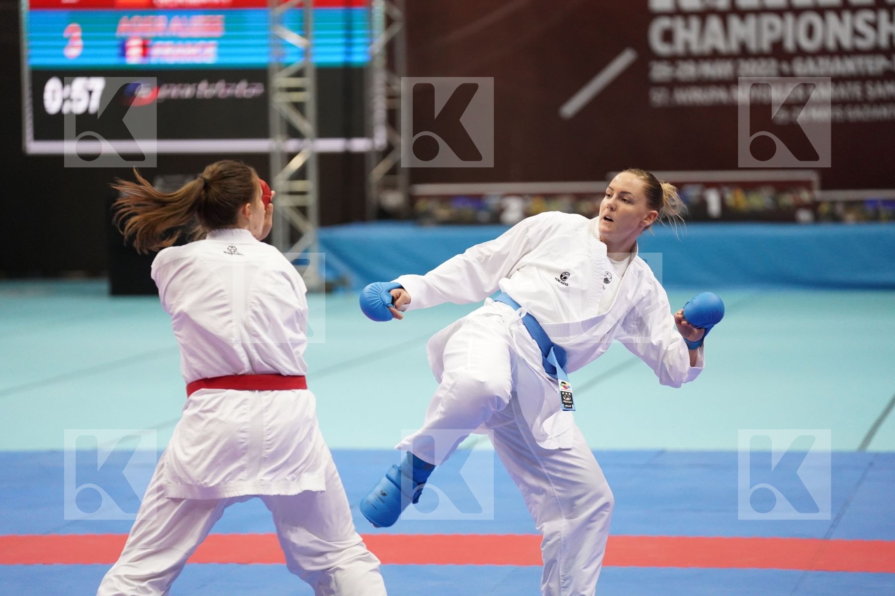 Kumite bronze bout featuring AGIER ALIZEE	 & SCHROETER MADELEINE