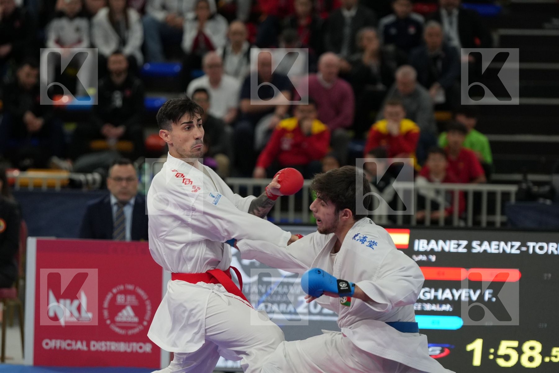 IBANEZ SAENZ-TORRE RODRIGO (SPAIN) vs AGHAYEV FARID (AZERBAIJAN) in Male Kumite -75 Kg - bronze bout