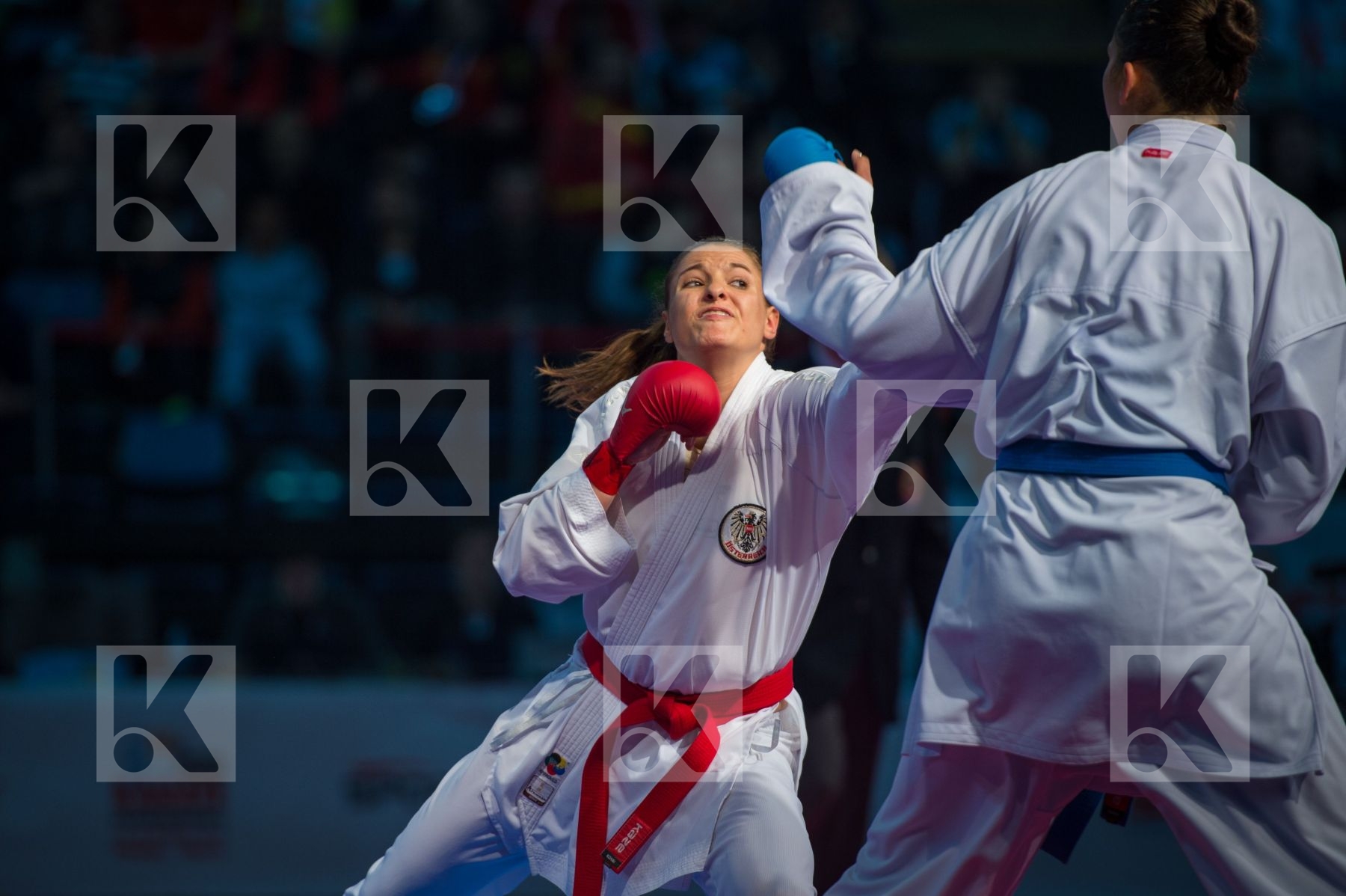 Austria bronze match female kumite Montenegro team top